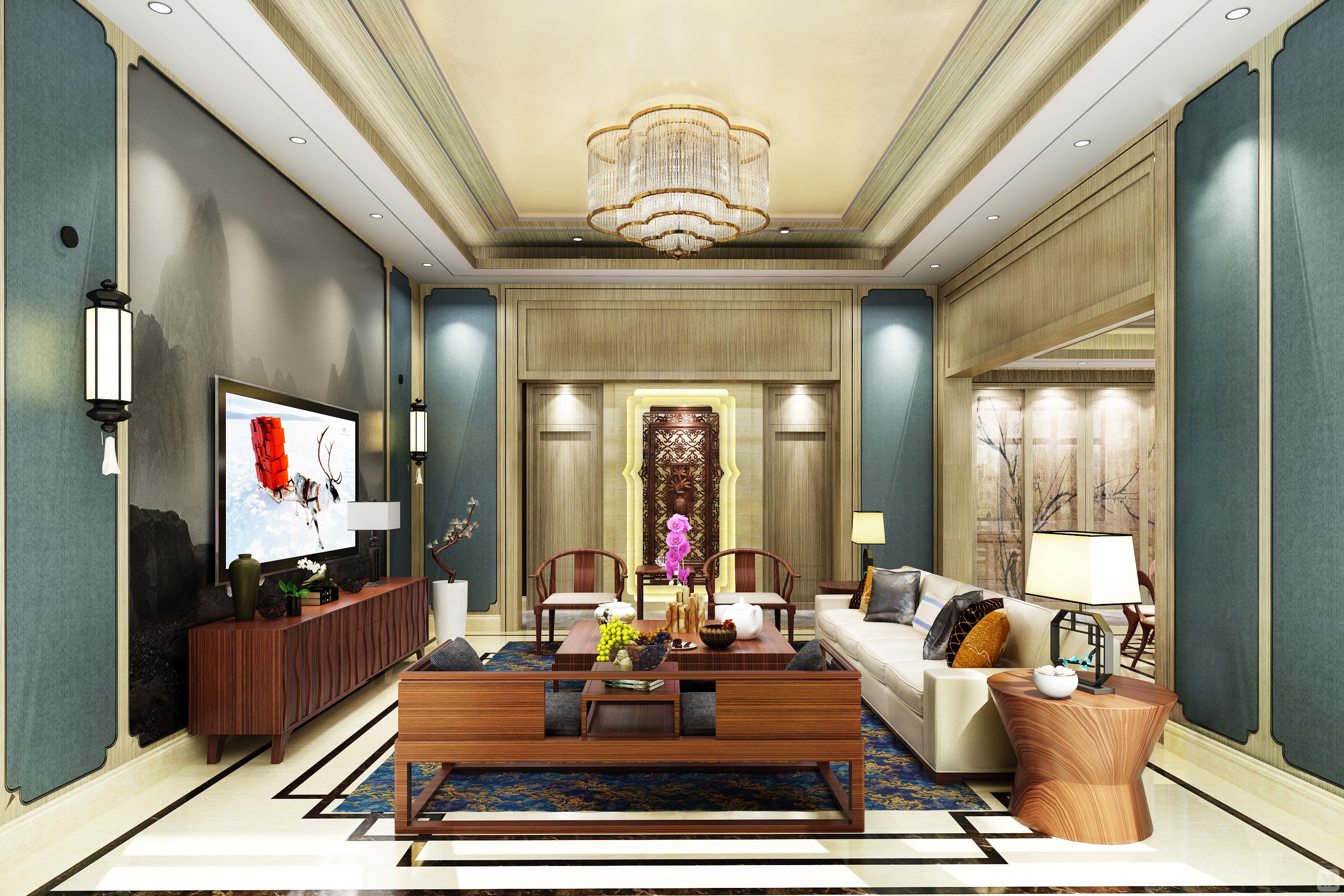 0万800㎡中式别墅装修太湖锦园-新中式案例赏析