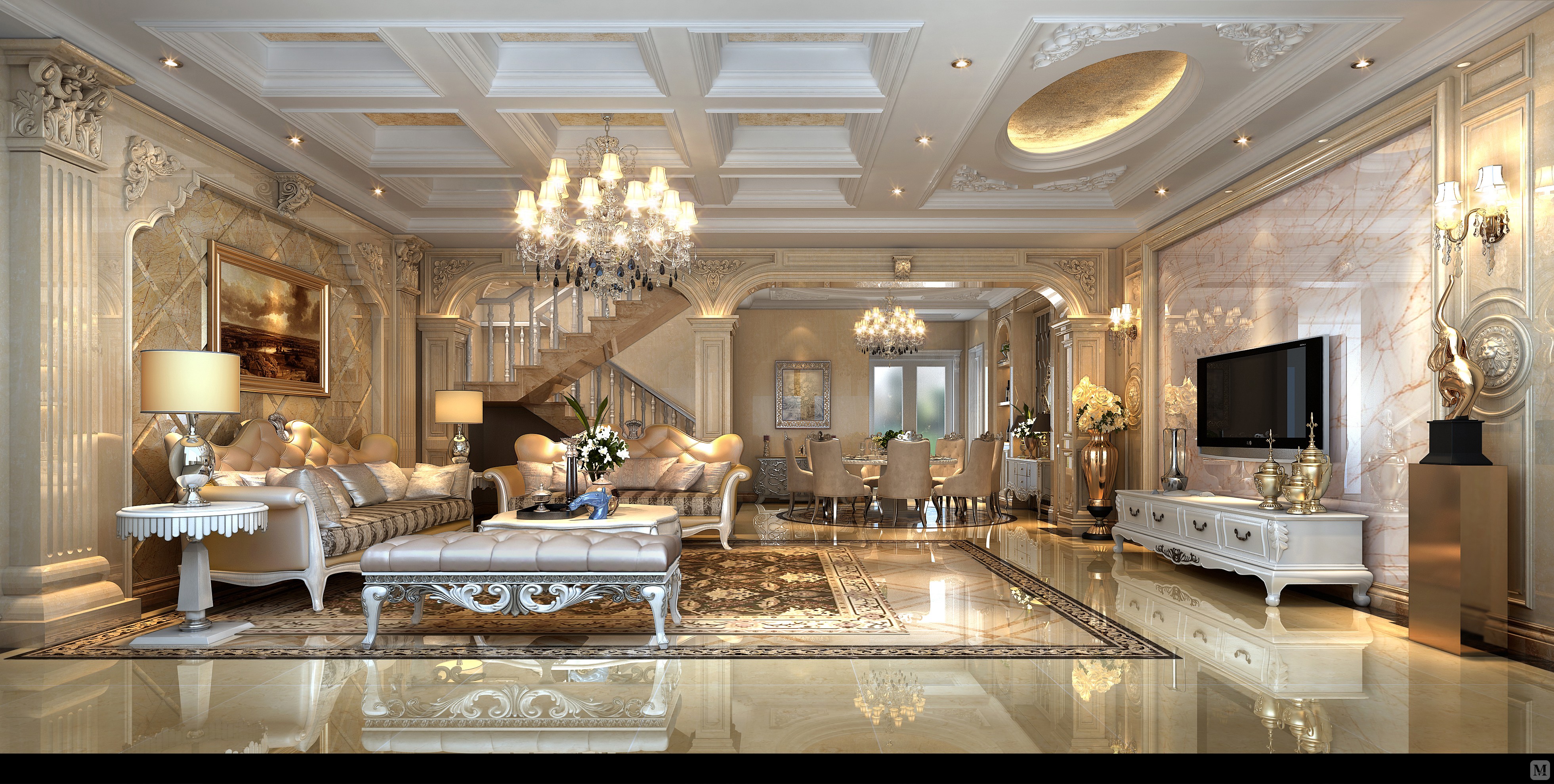 49.3万239㎡美式四房装修汇锦庄园-经典美式