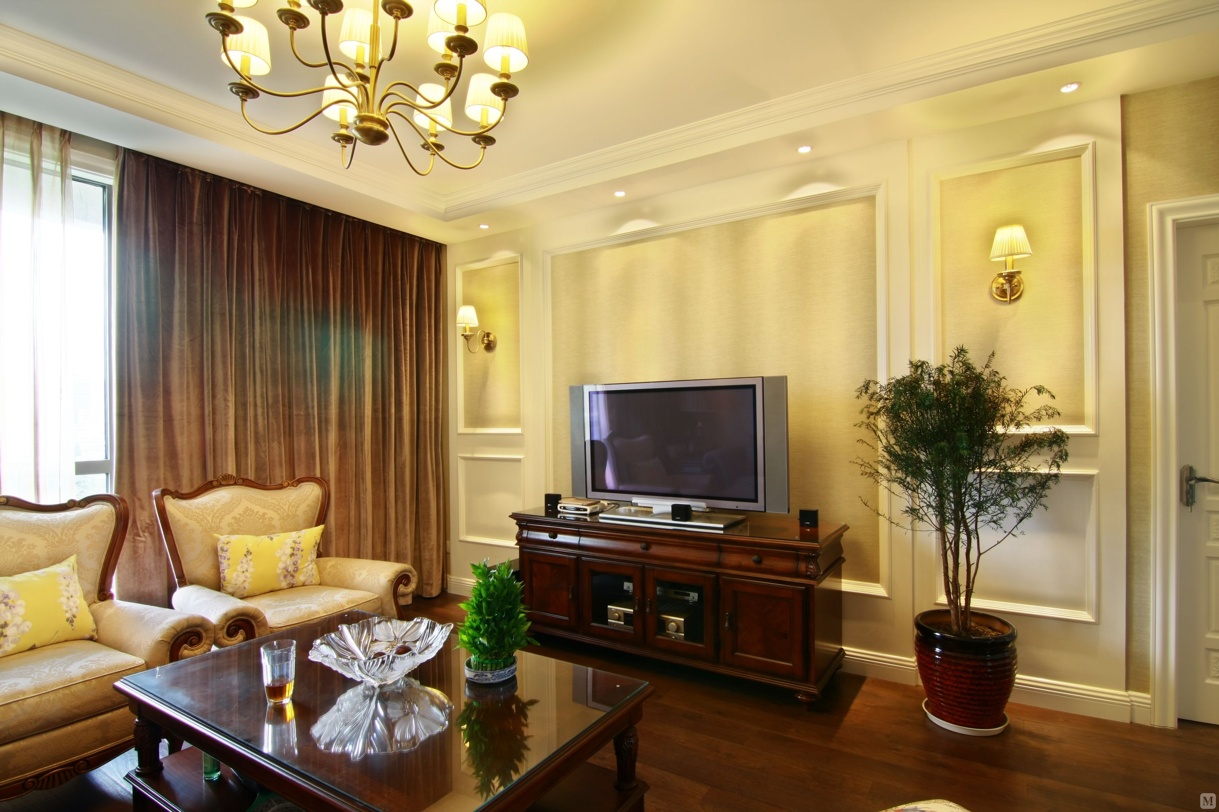 简欧客厅背景墙装修效果图