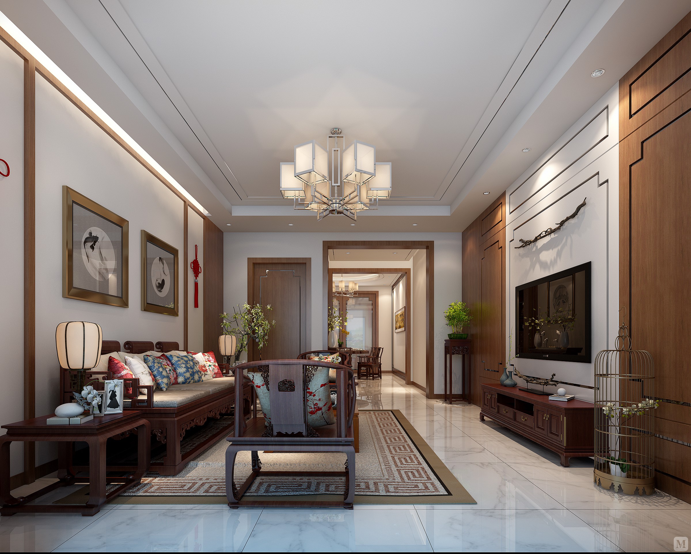 中式客厅背景墙装修效果图