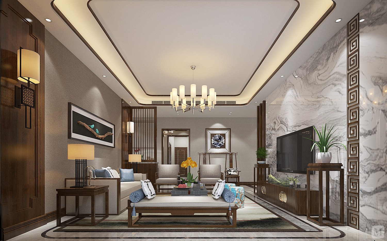 中式 #复式 在室内设计中,一贯追求照搬古代设计往往效果不尽如纫意