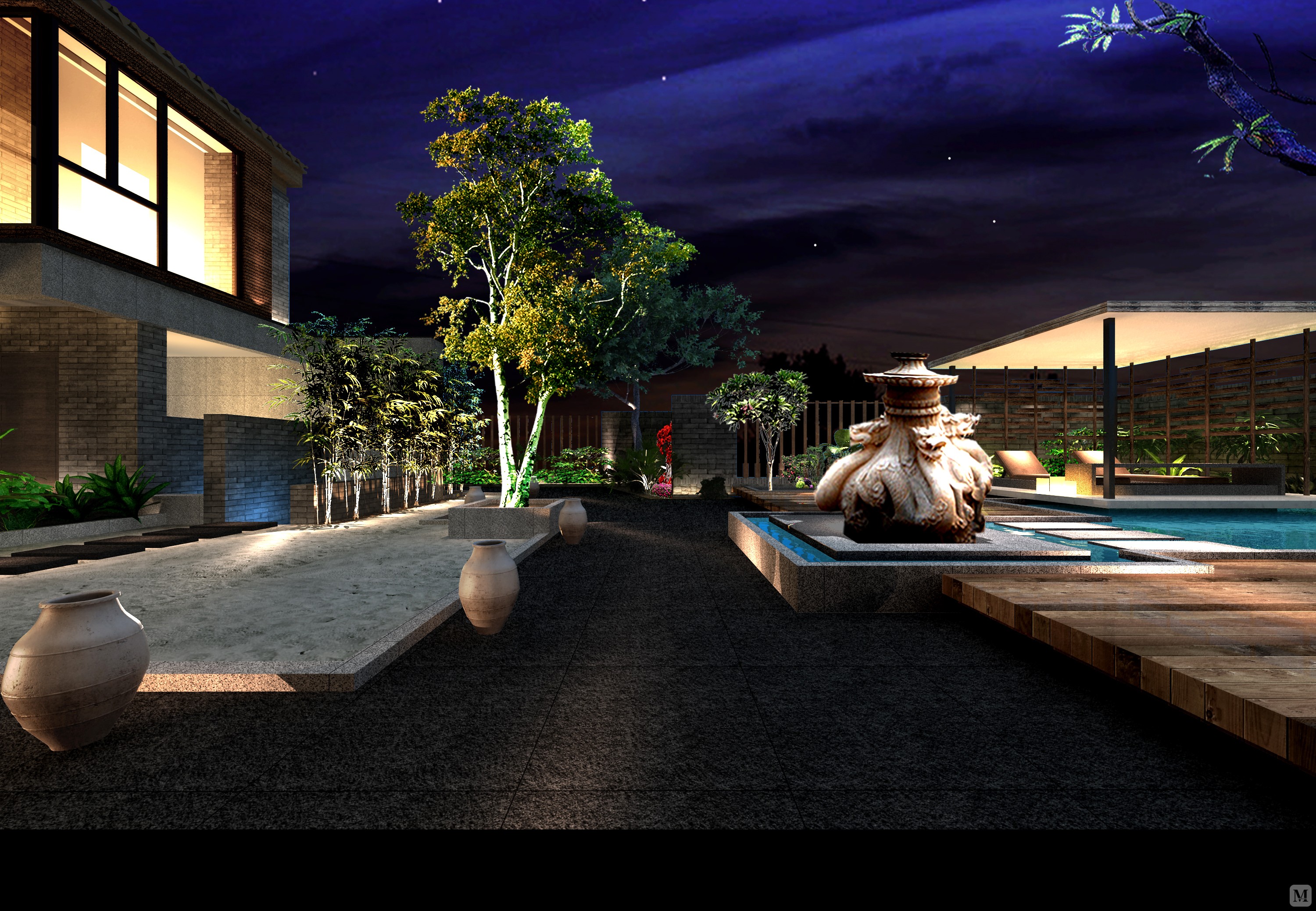 98.7万460㎡简欧别墅装修润英美庐(新中式)