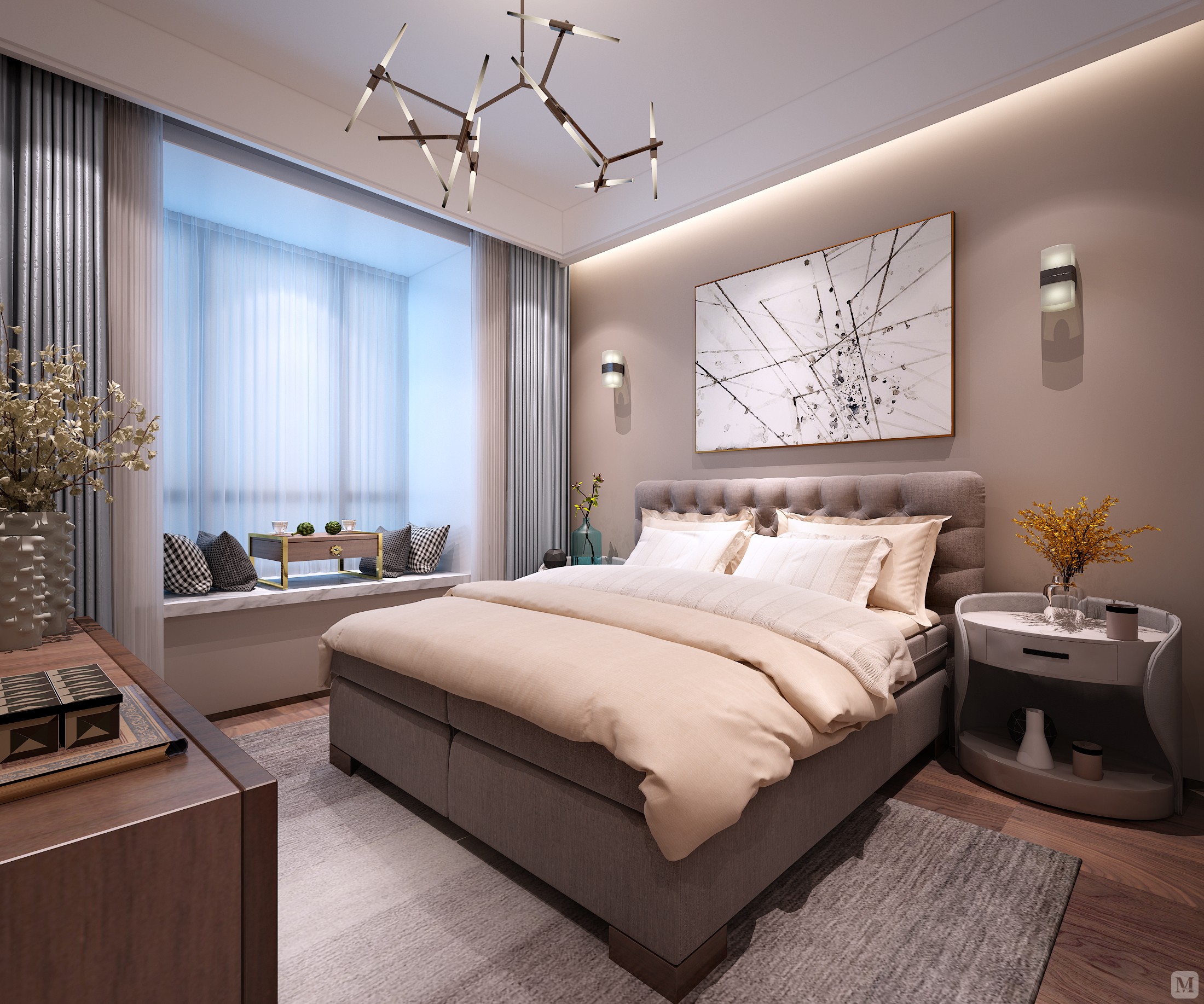 9万115㎡简约三房装修时尚简约三方两厅-红星美凯龙家装效果图