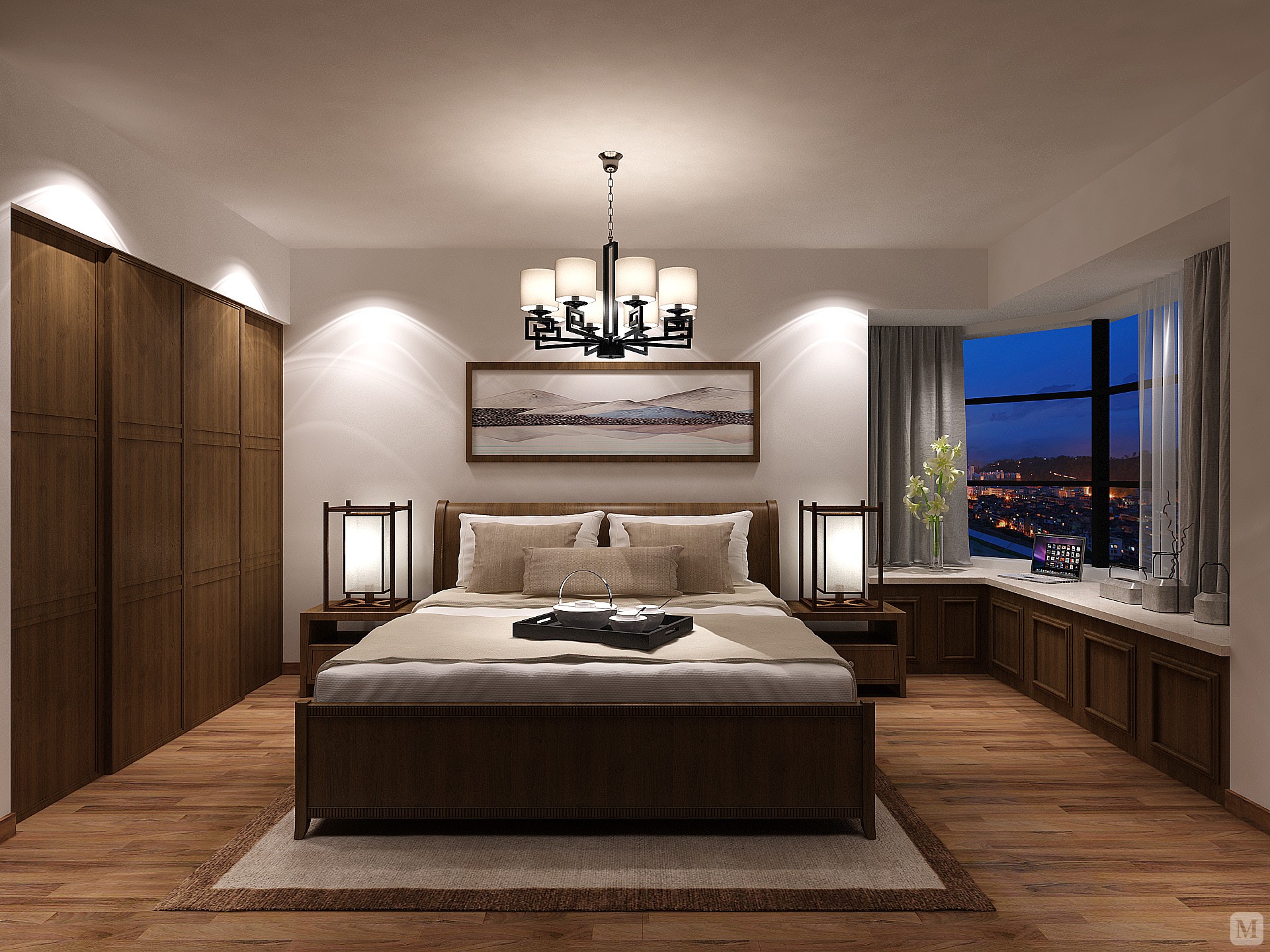 2万185㎡中式四房装修中央领域-新中式风-红星美凯龙家装效果图