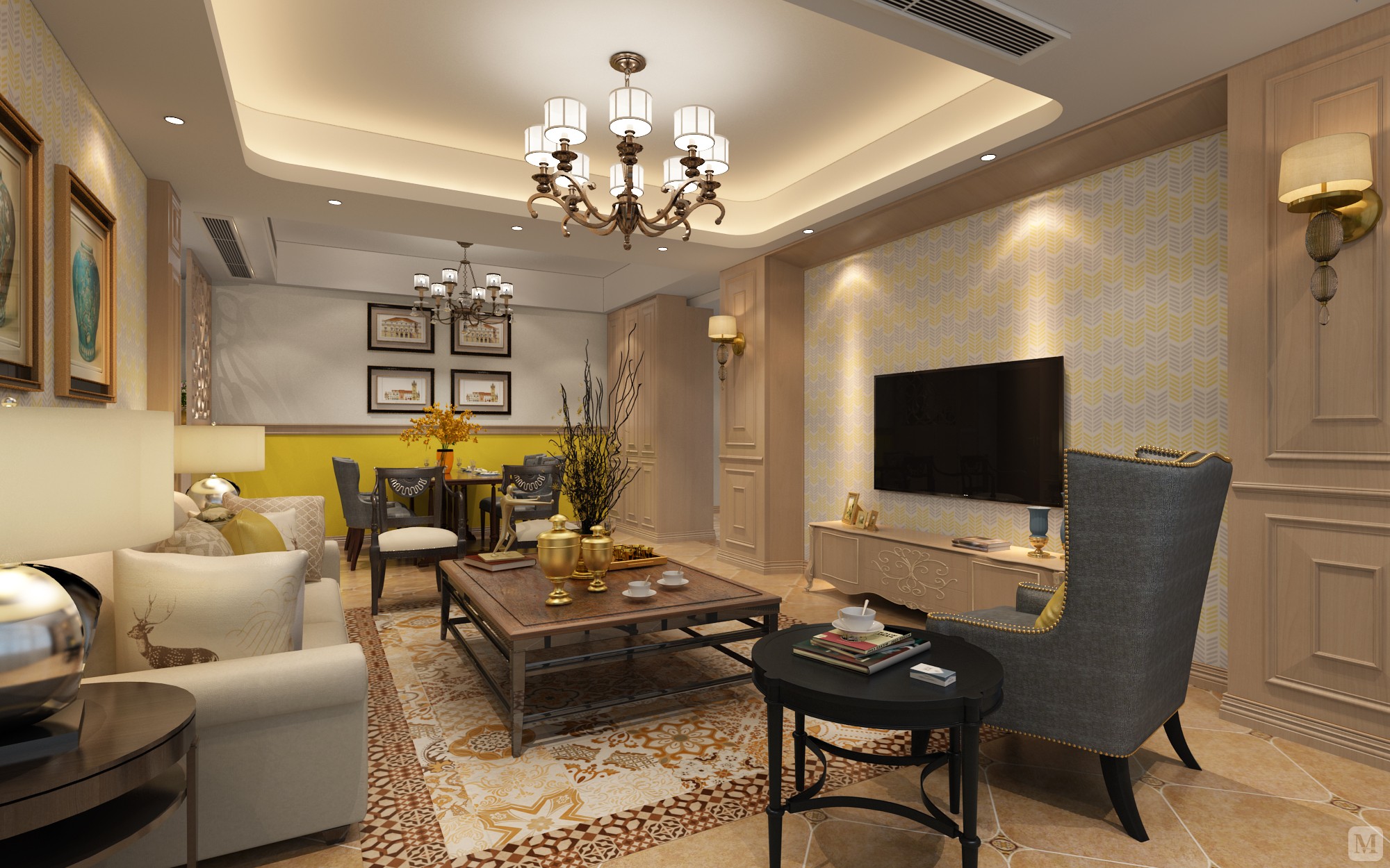 从室内设计到家居陈设设计,美式风格一直都占有重要位置.