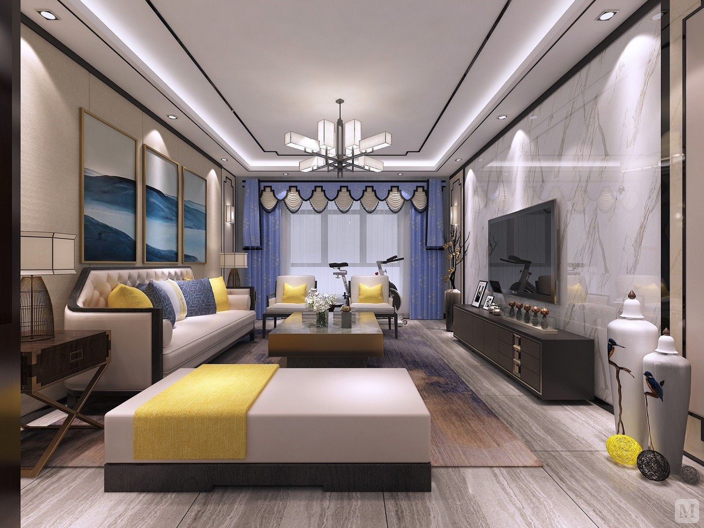 7万139㎡中式三房装修伟星城-新中式风格