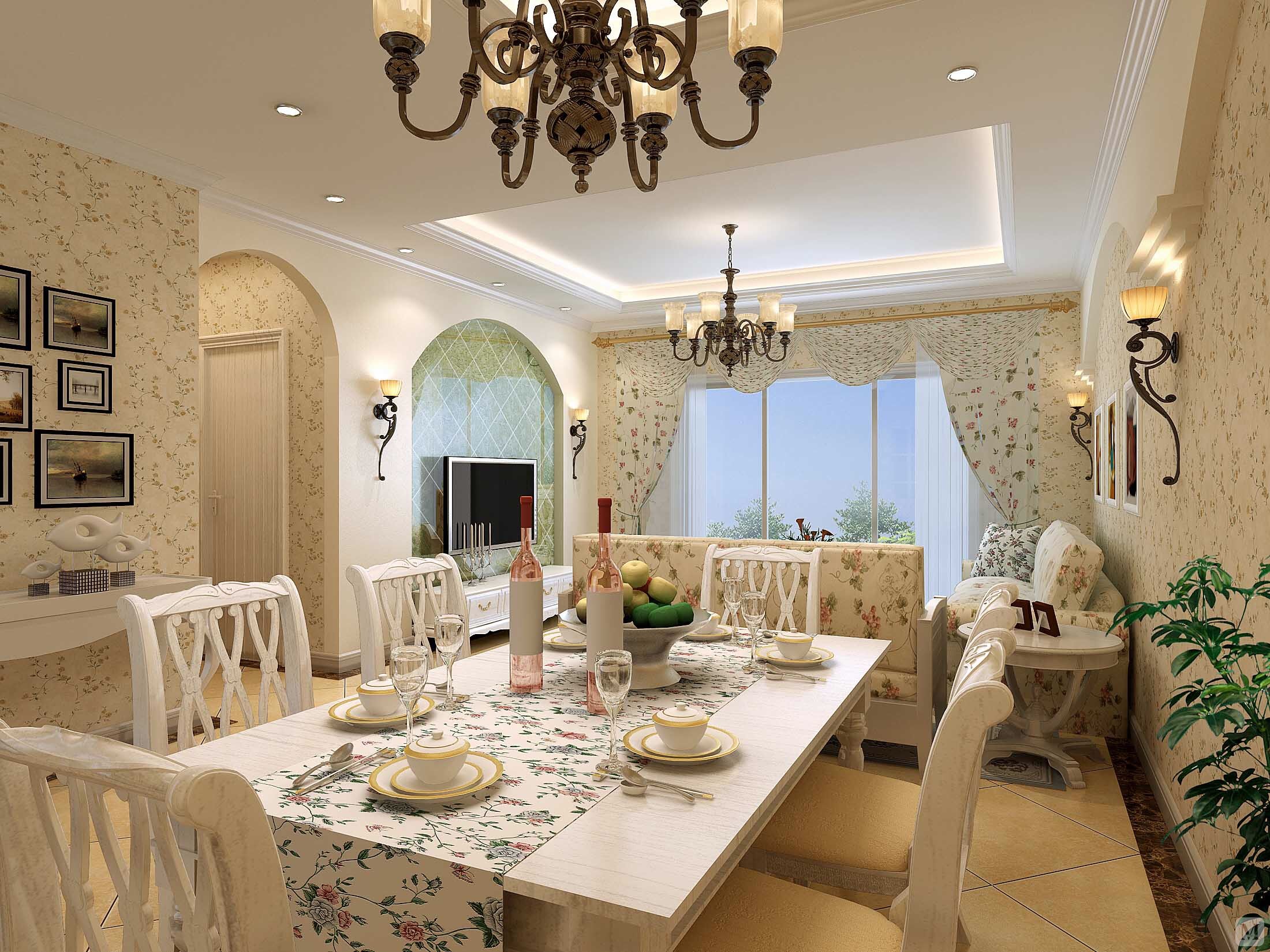 19.4万98㎡田园二房装修长安府小户型田园风