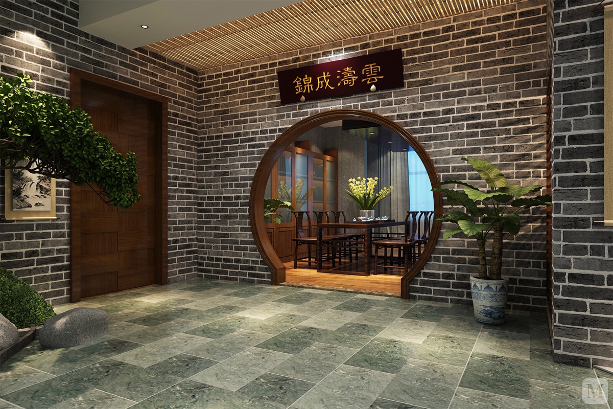 本案设计为中式风格,利用后现代的装饰手法将传统结构重新设计,以一种