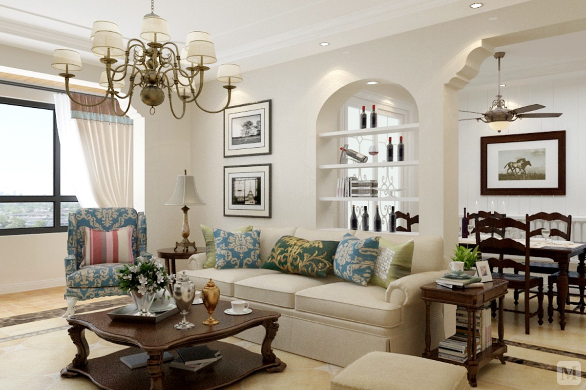 4万148㎡美式四房装修东南华城效果图案例