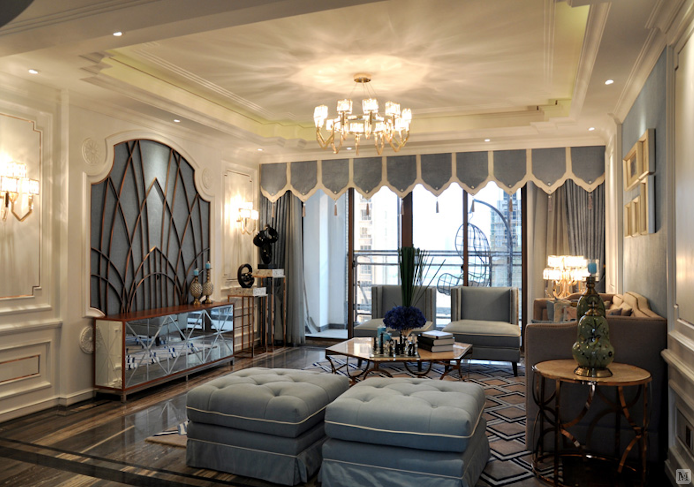 新古典客厅沙发装修效果图