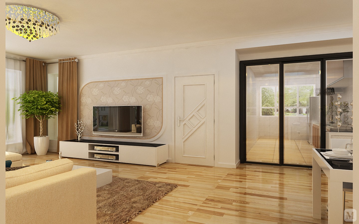 1万105㎡简约二房装修哈尔滨海富锦园简约装修风格