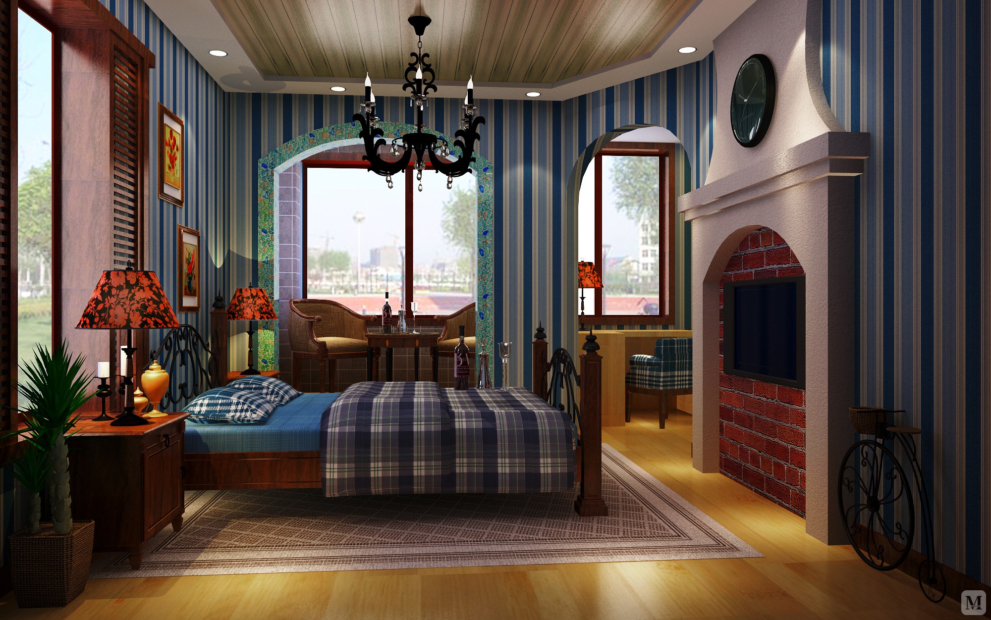 地中海风格也按照地域自然出现了三种典型的颜色搭配:西班牙蔚蓝色的