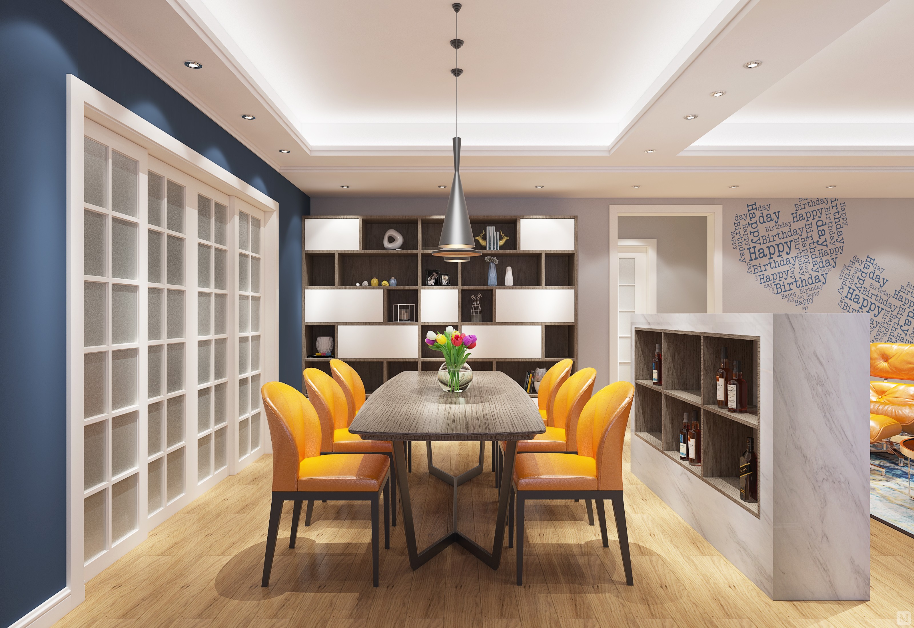 力求表现自然轻松的情趣,设计上讲求色彩关系,注重大小色块间的组合