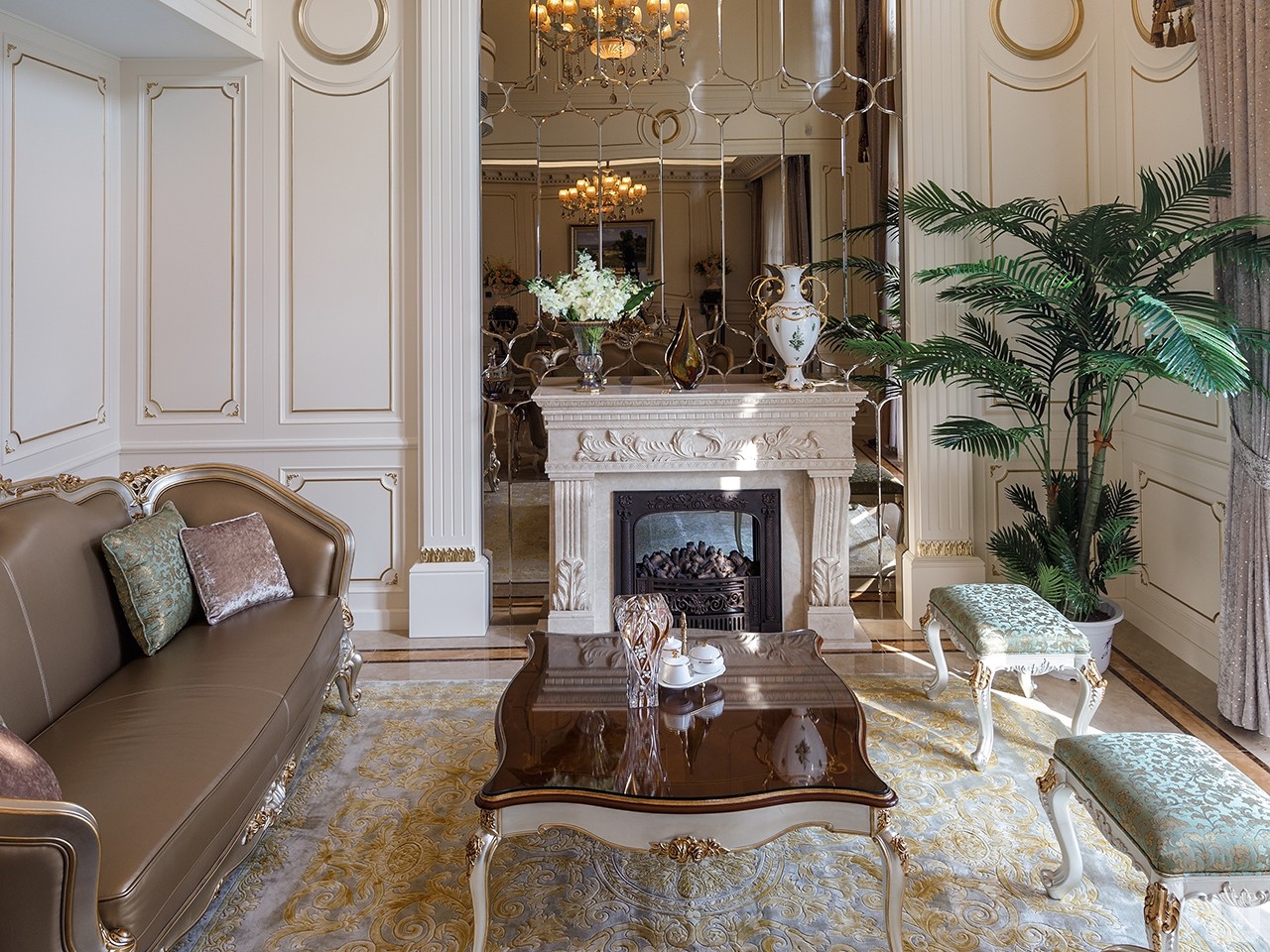 本案在简欧的基础上融入大量法式风格元素,法式风格的设计十分推崇