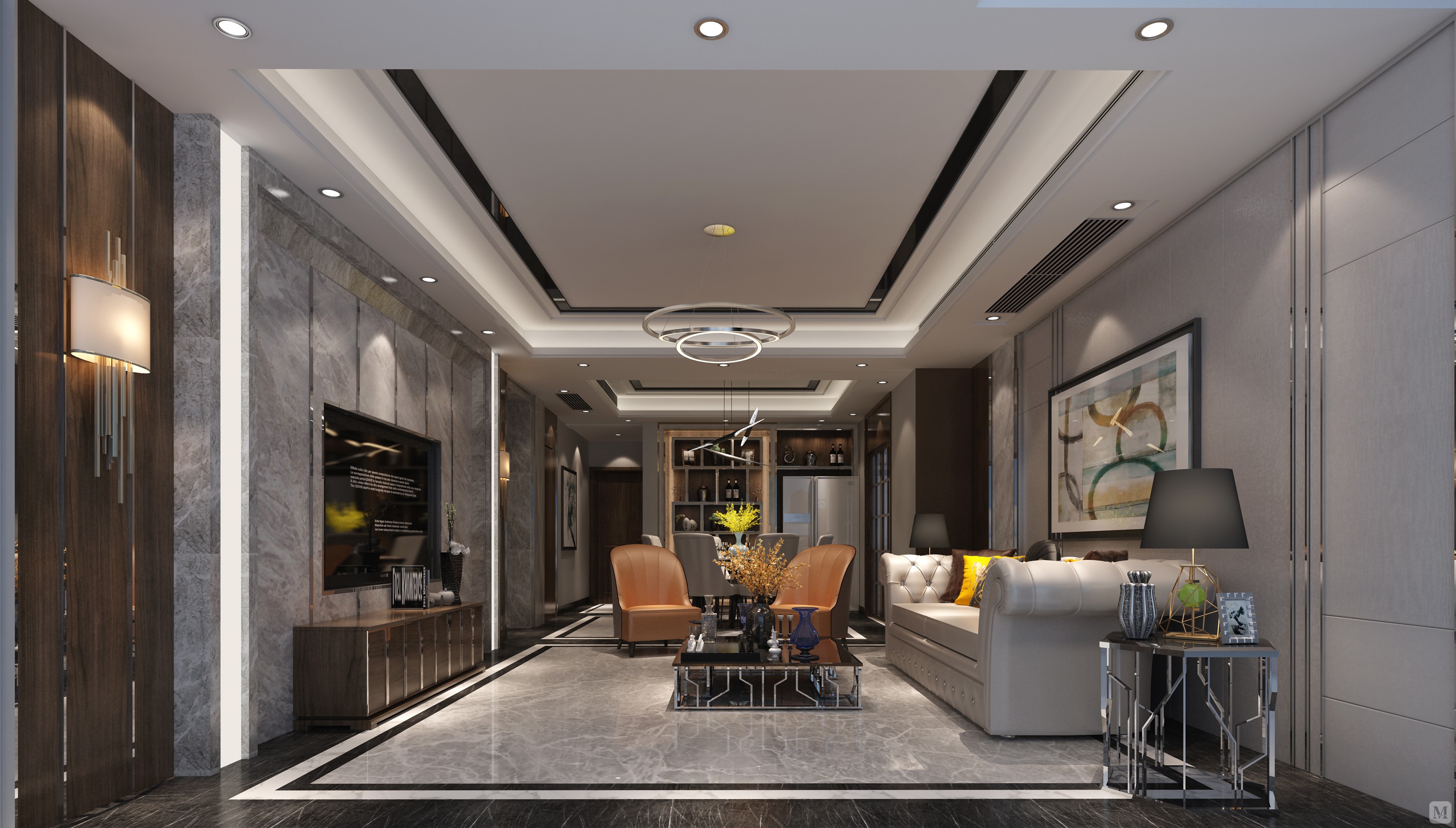 26.3万145㎡简约三房装修富临嘉园现代港式设计