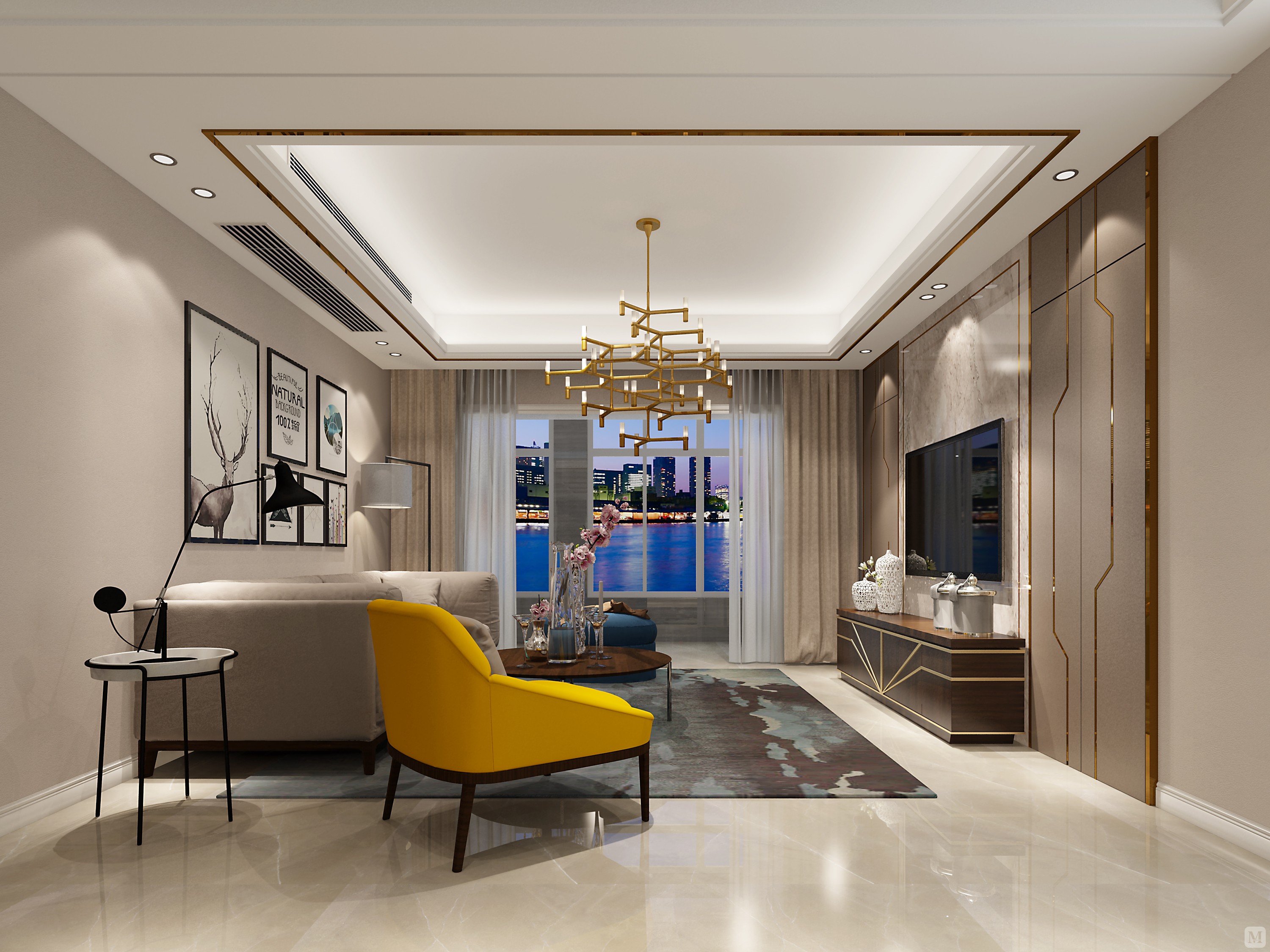 简约客厅背景墙装修效果图