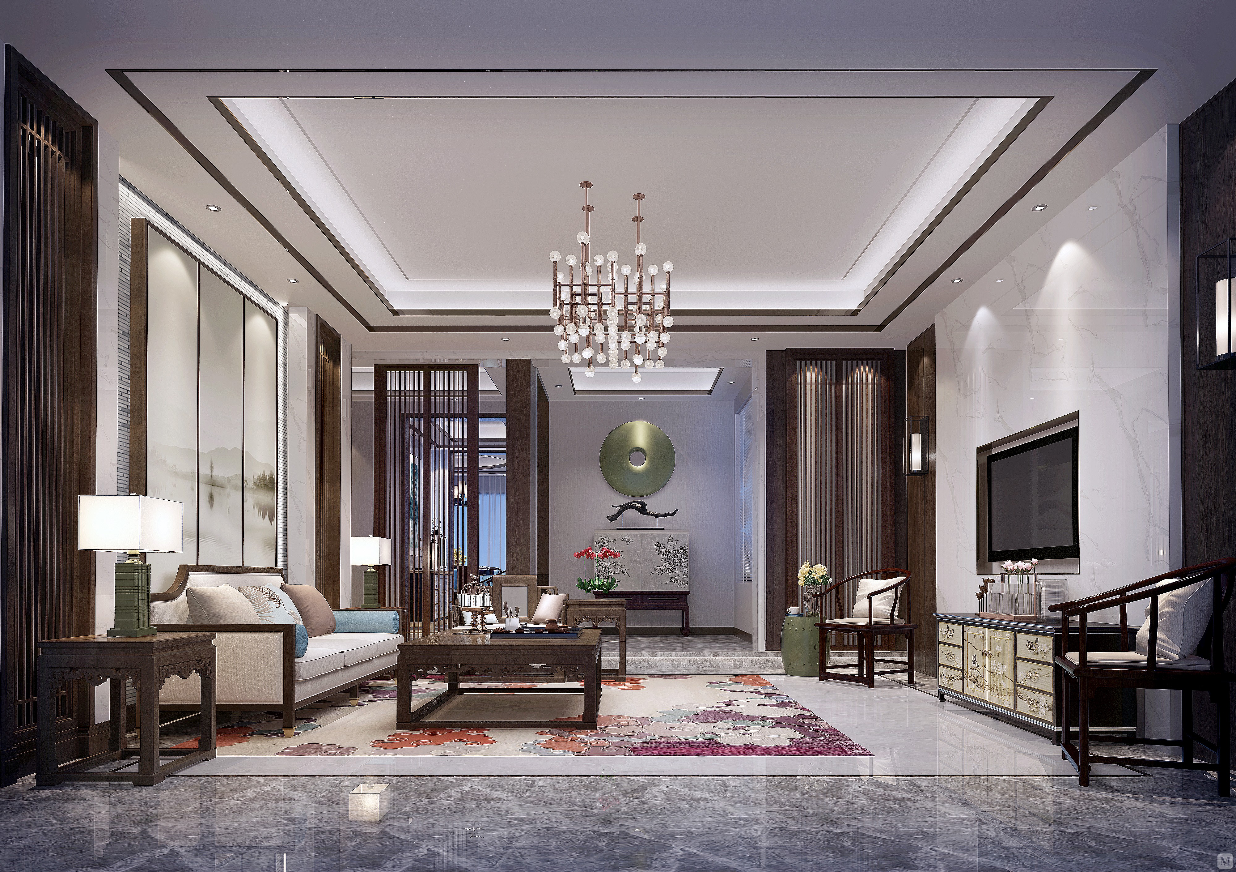 中式 #联排别墅 原始结构节的户型 进入房间后直接正对客厅十分不