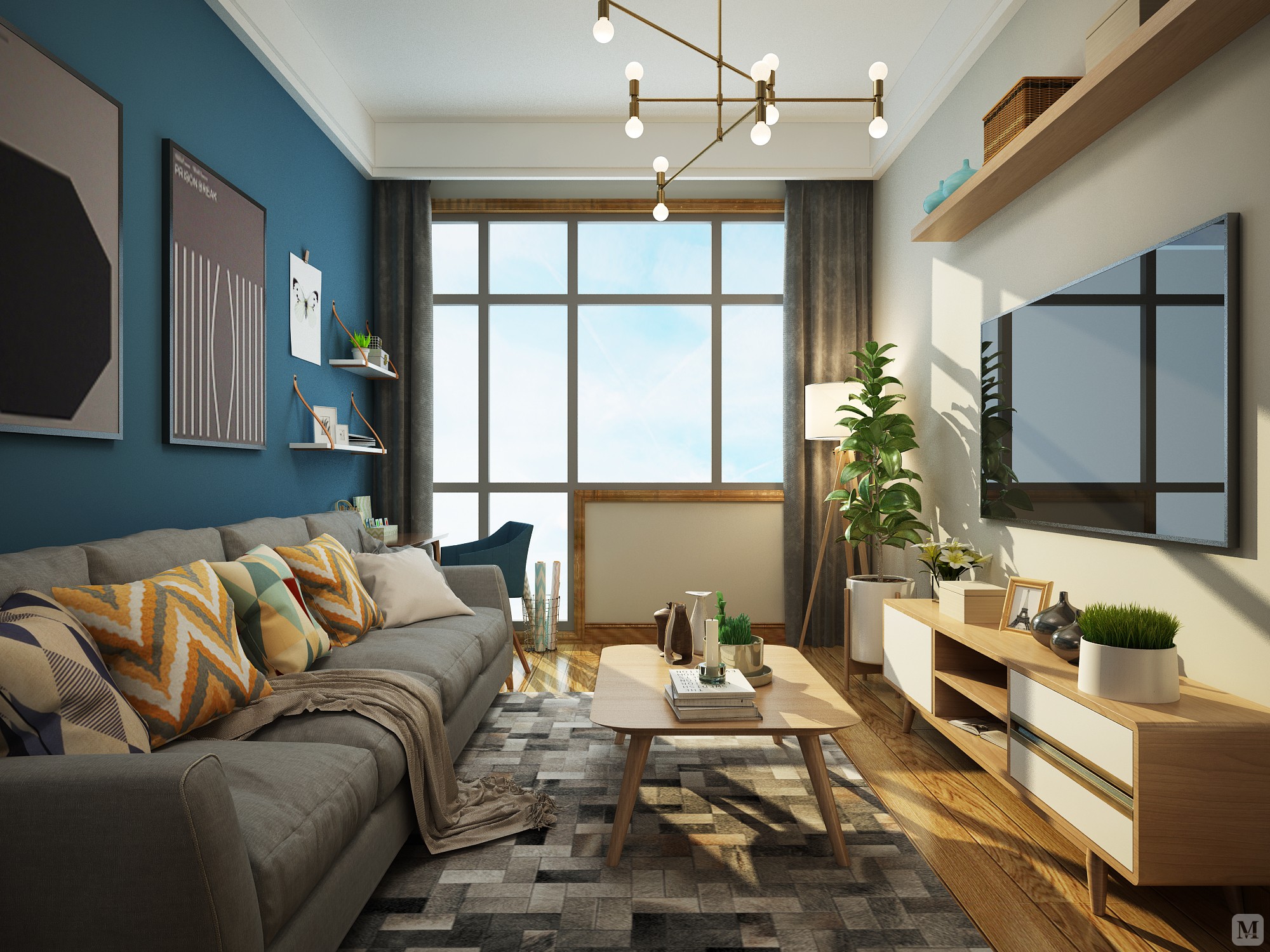 10.6万56㎡混搭一房装修海联国际高层小公寓