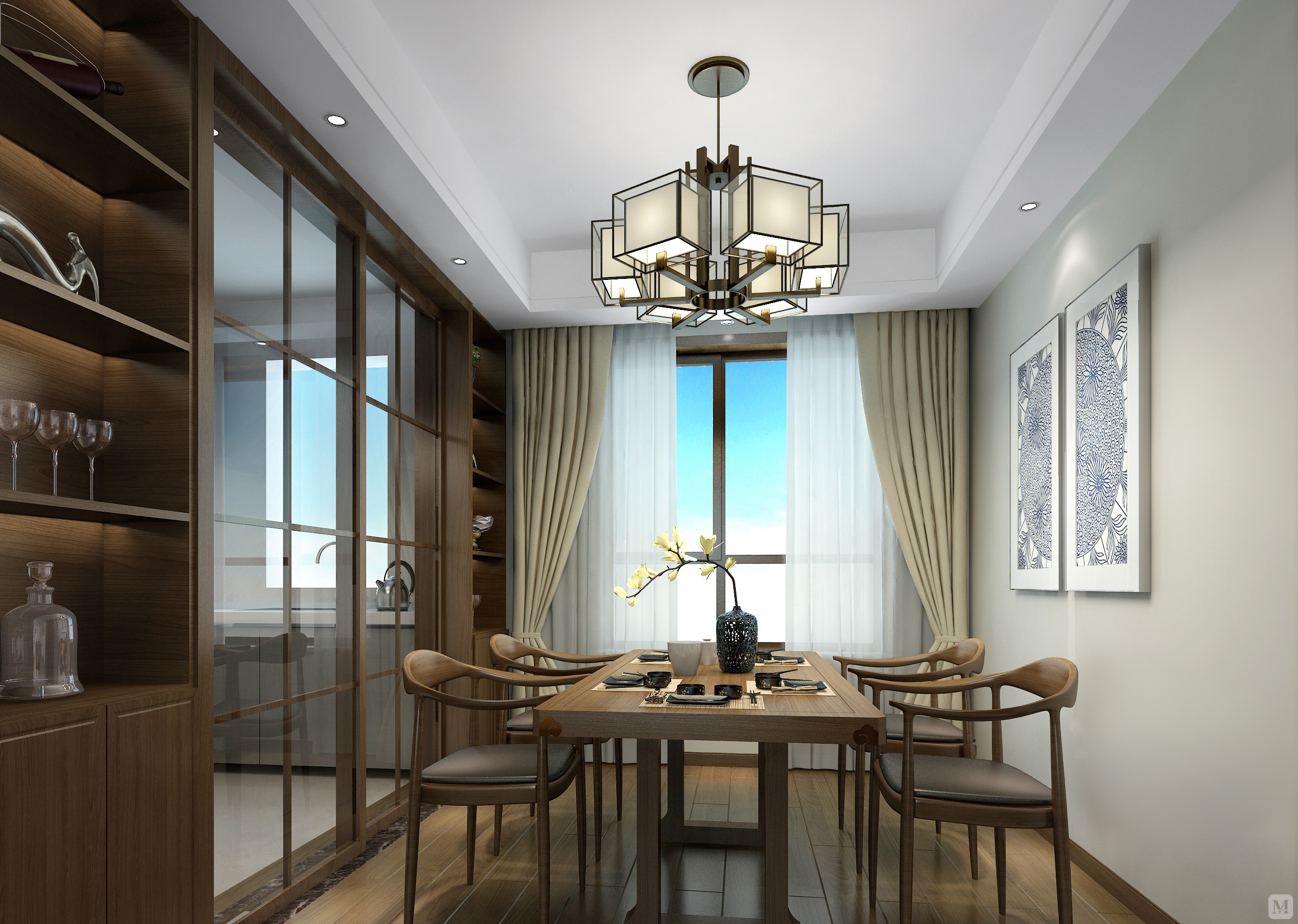 中式餐厅背景墙装修效果图