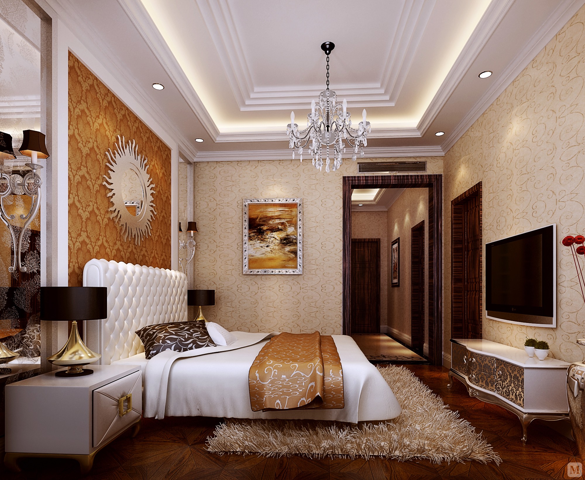 混搭卧室吊顶装修效果图