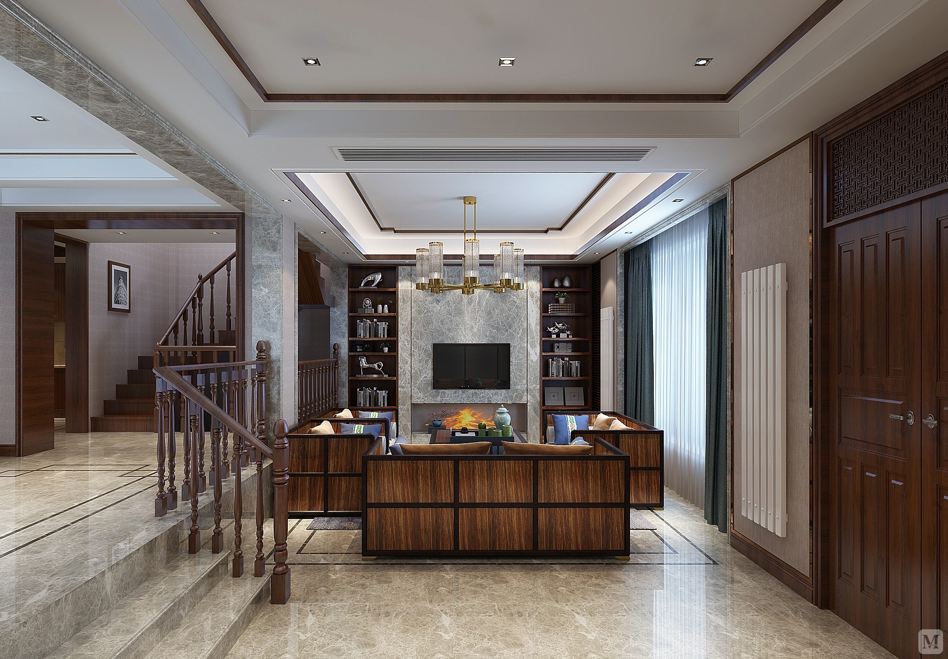 8万348㎡中式别墅装修华府庄园别墅案例赏析