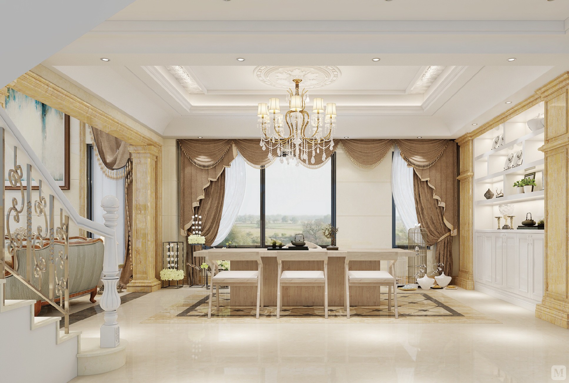 简欧风格很好地糅合了简约主义的利落,爽洁和传统欧陆风格的精致,华丽