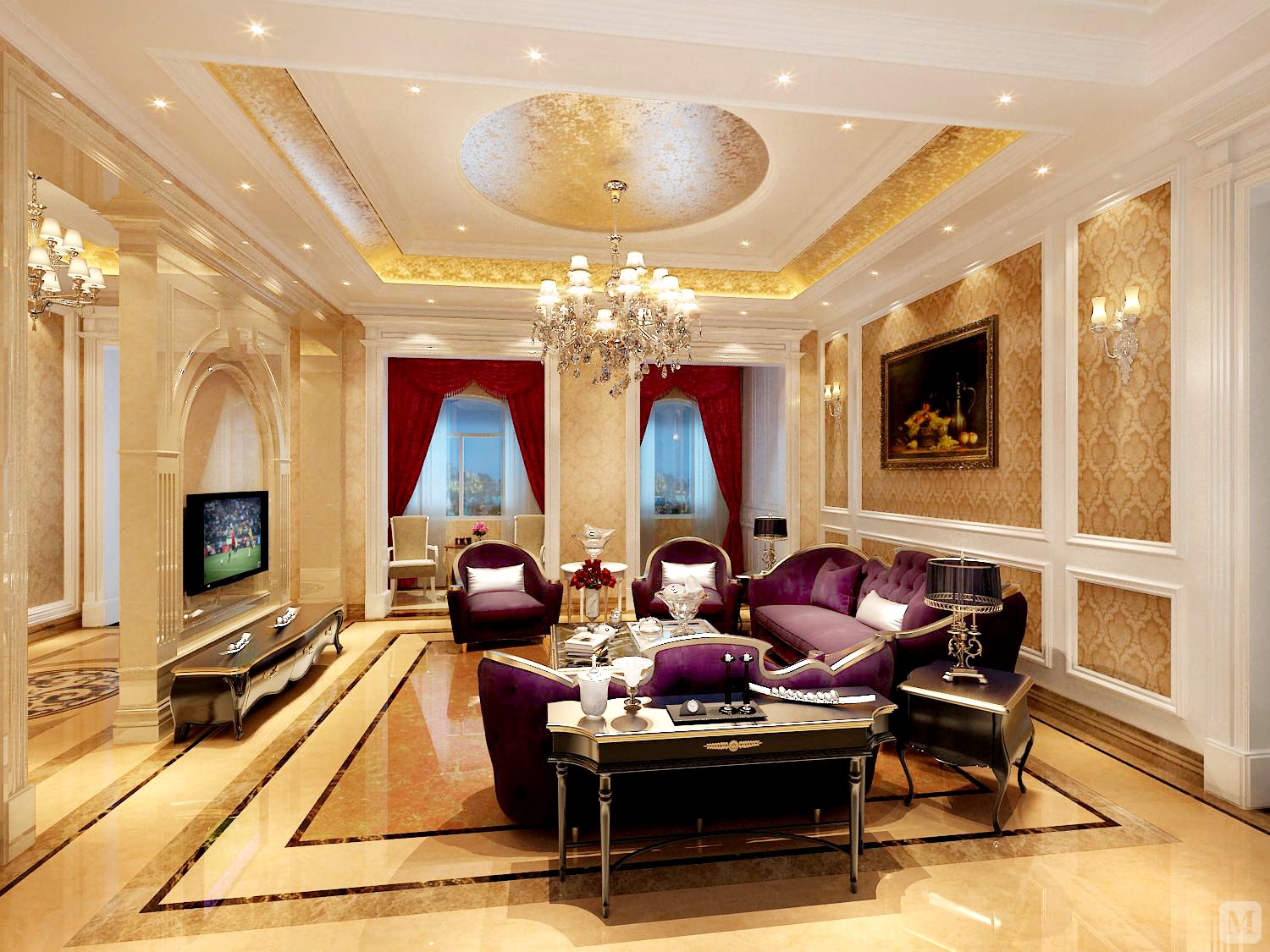 本案的设计风格为欧式风格,营造典雅,自然,高贵的气质,浪漫的情调是本