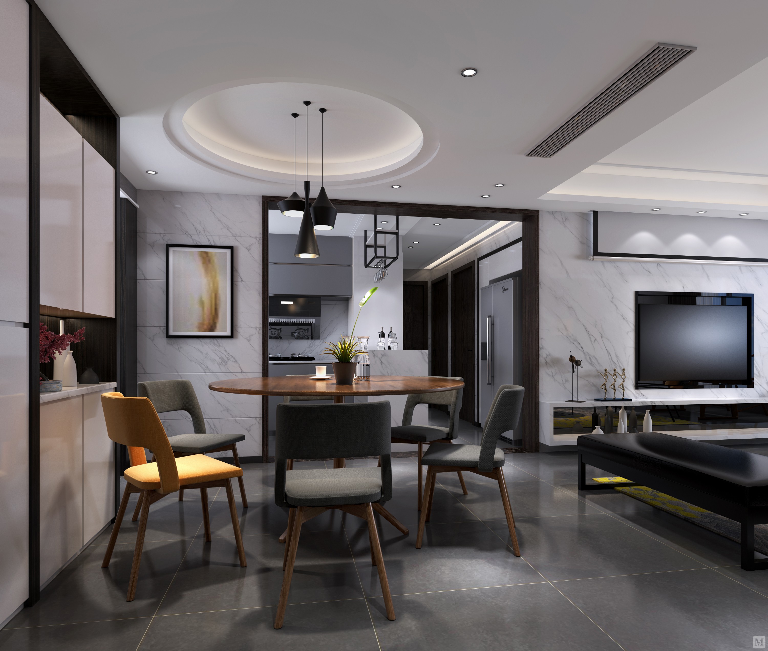 7万125㎡简约三房装修班尺装饰设计分享展示