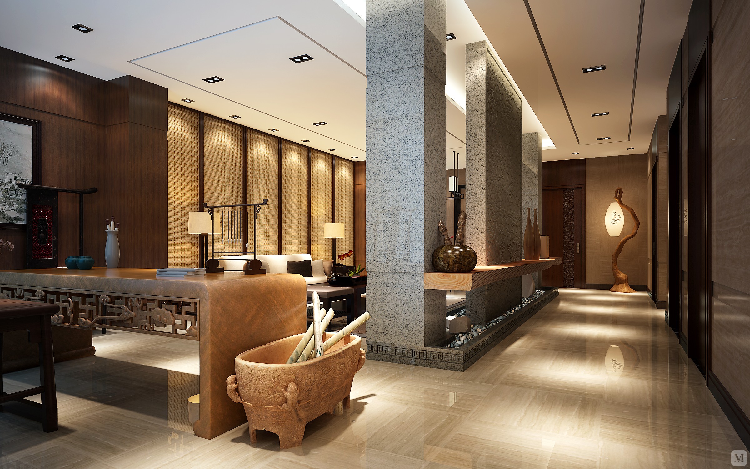 1万500㎡中式别墅装修中式风彰显古风韵色彩!