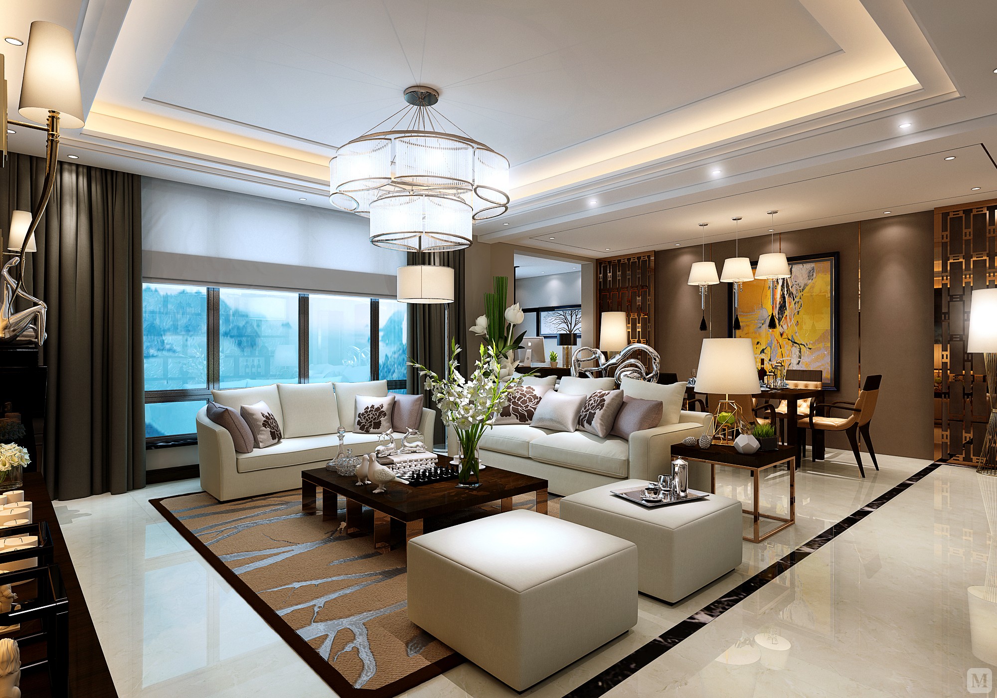 7万135㎡混搭四房装修轻奢主义-红星美凯龙家装效果图