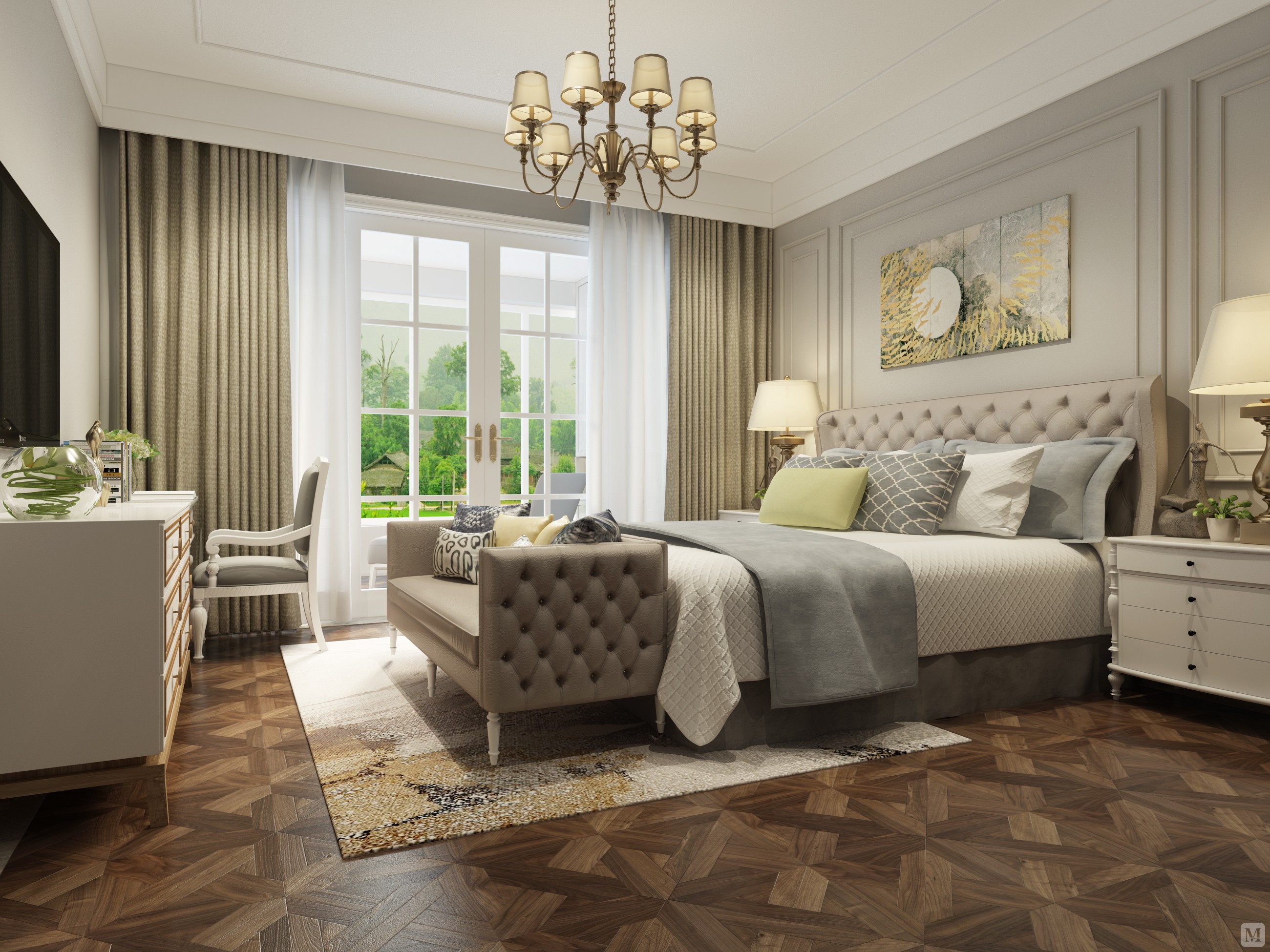 美式卧室吊顶装修效果图