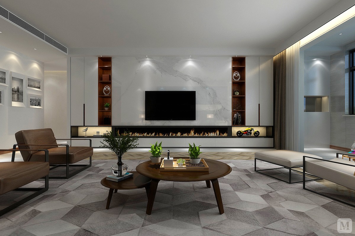 本案设计邢台市宁晋县上城御府11号楼,设计风格港式现代 ,278平米