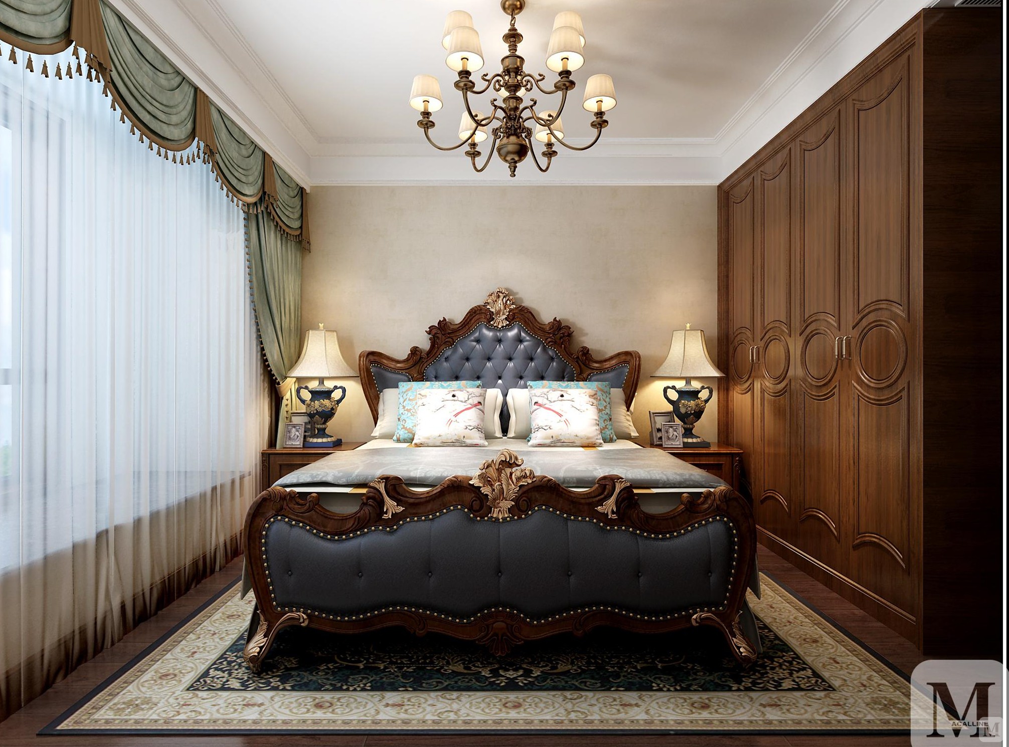 美式卧室吊顶装修效果图