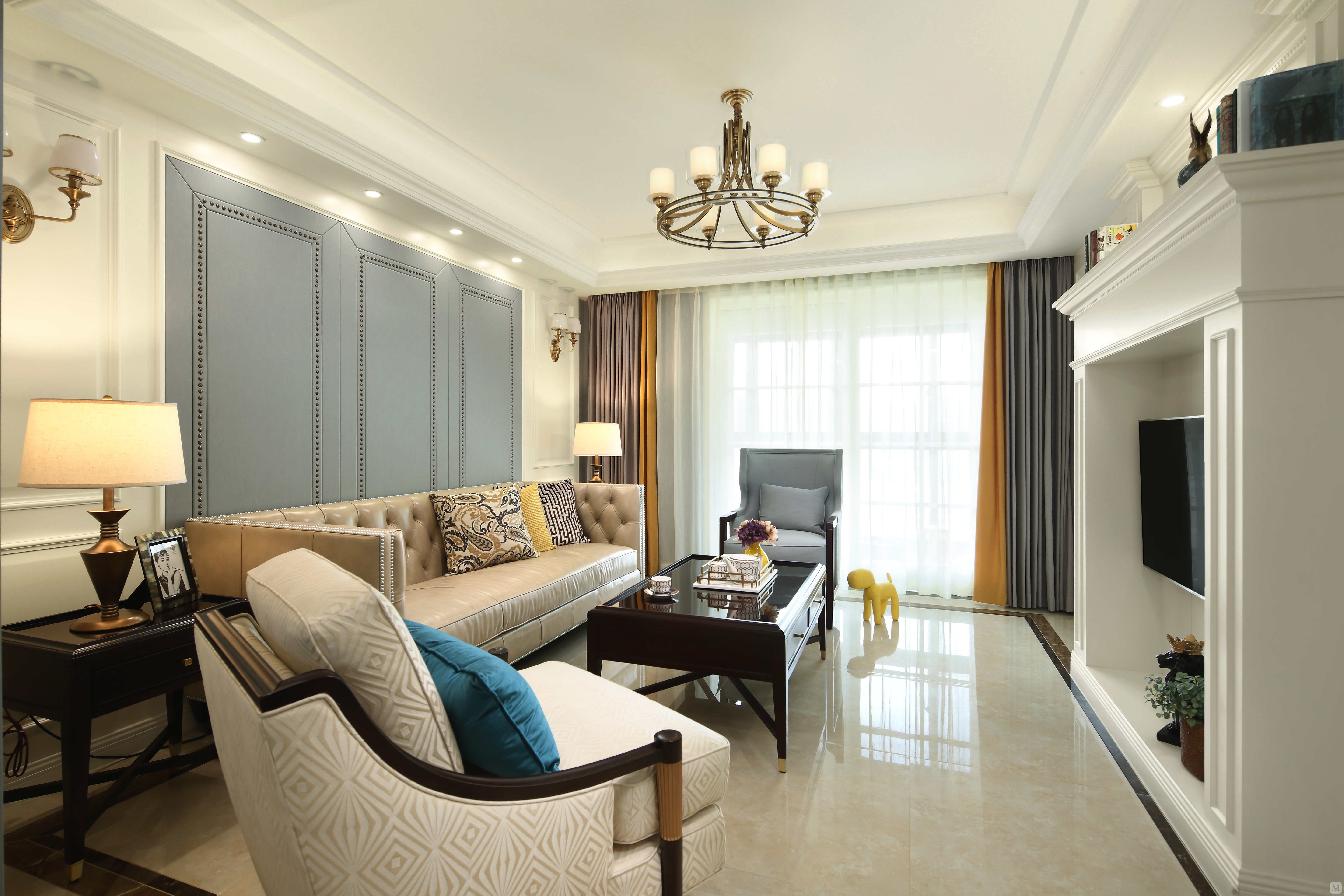 美式客厅背景墙装修效果图