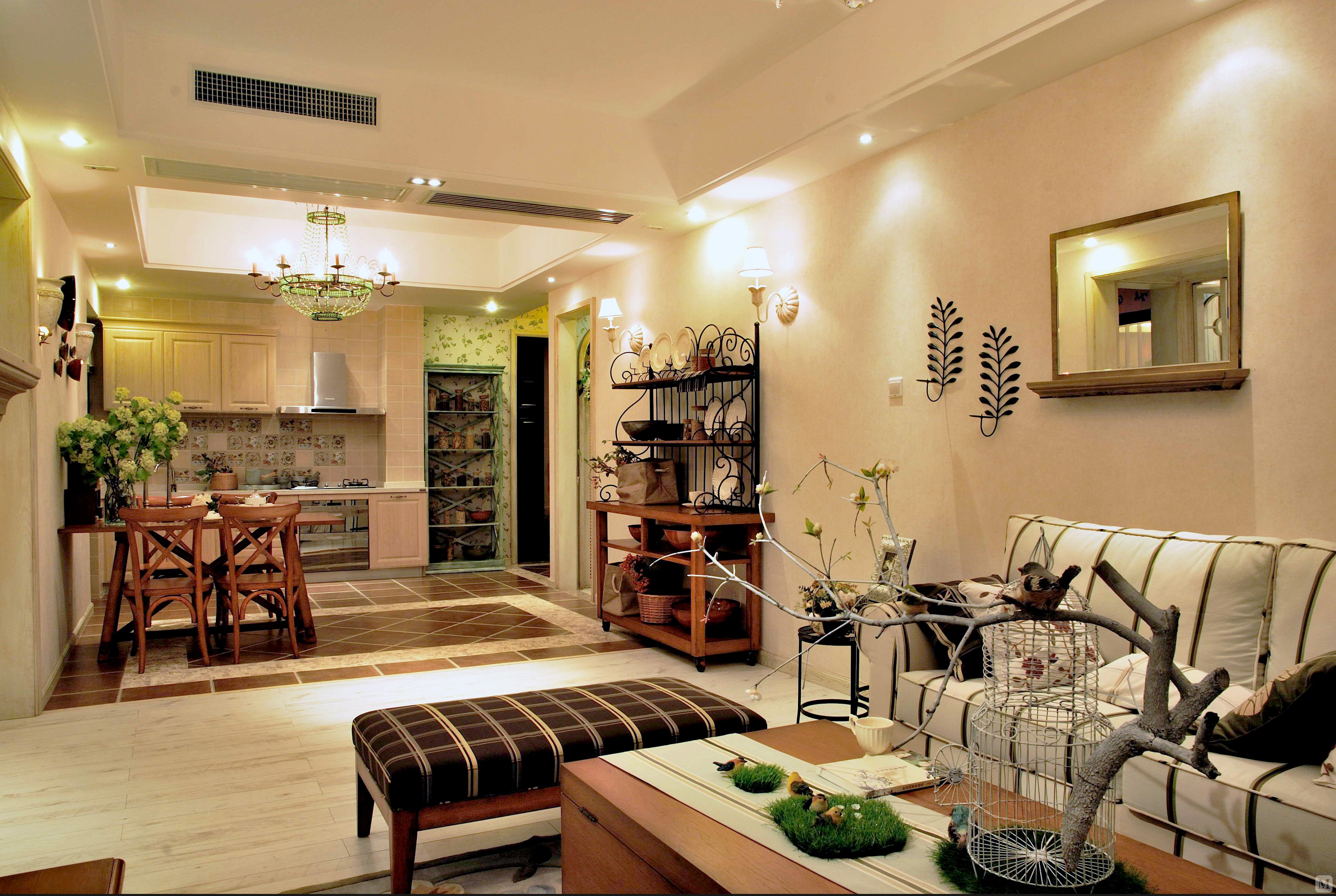 田园客厅背景墙装修效果图