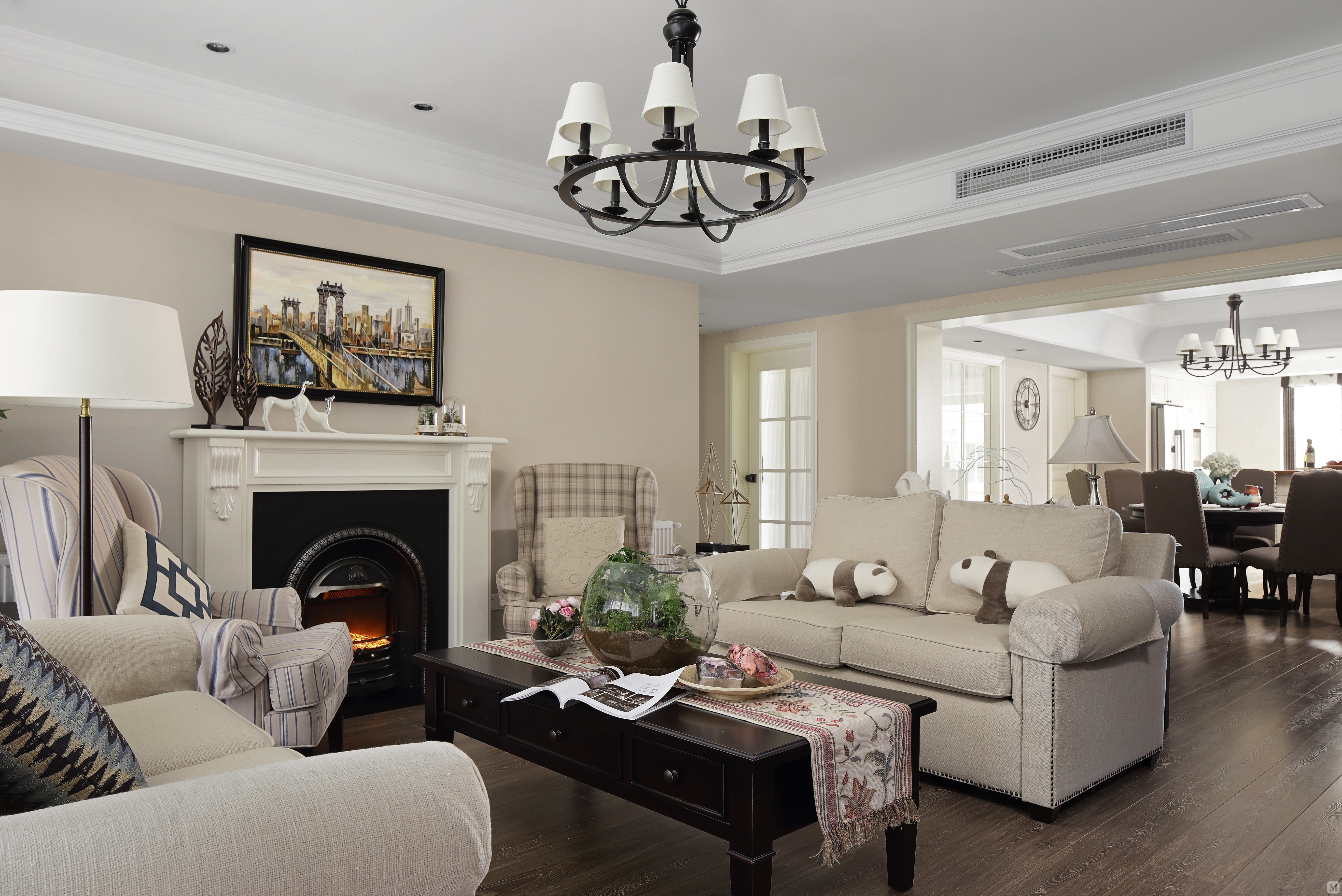 美式客厅背景墙装修效果图