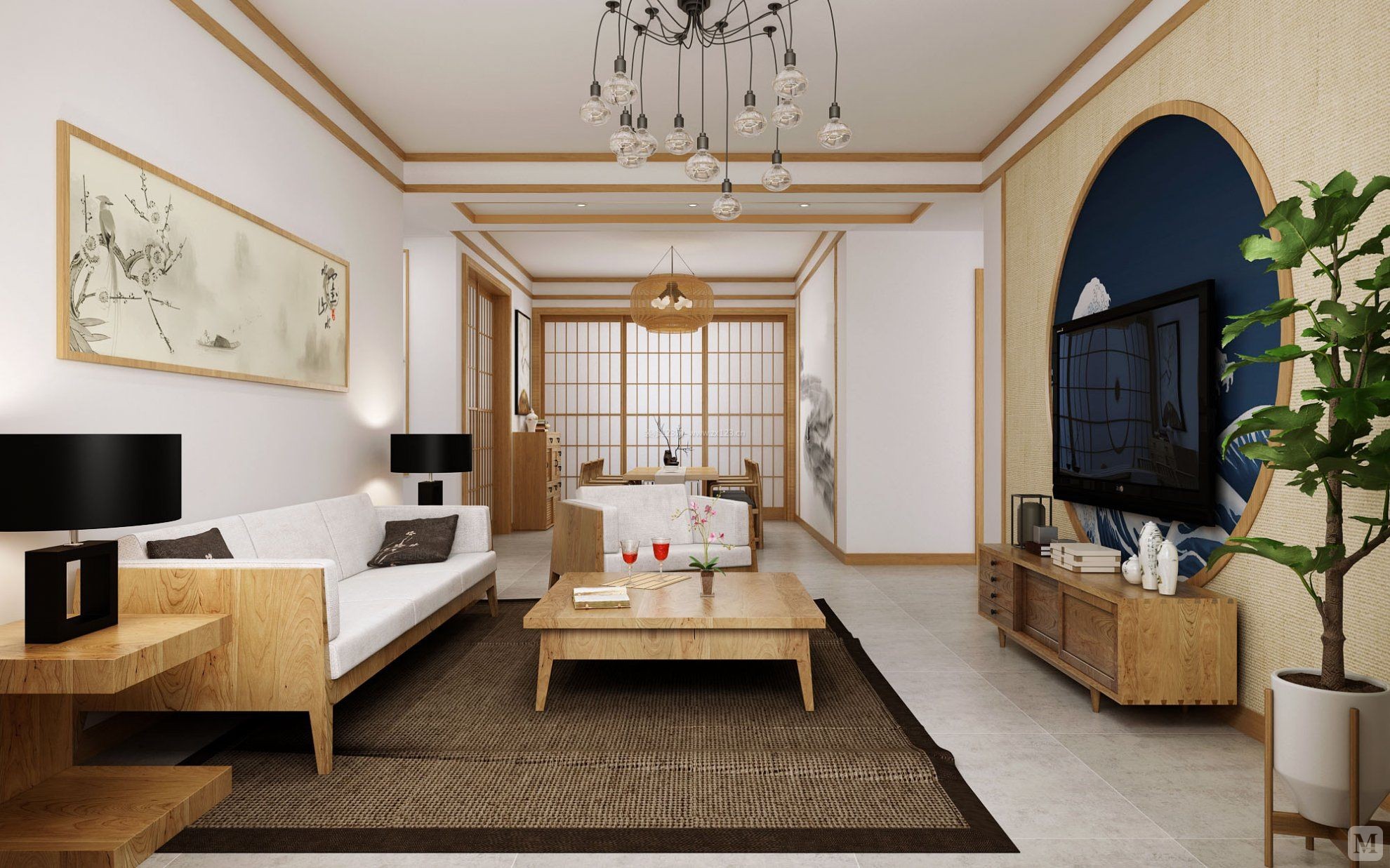 日式客厅沙发装修效果图