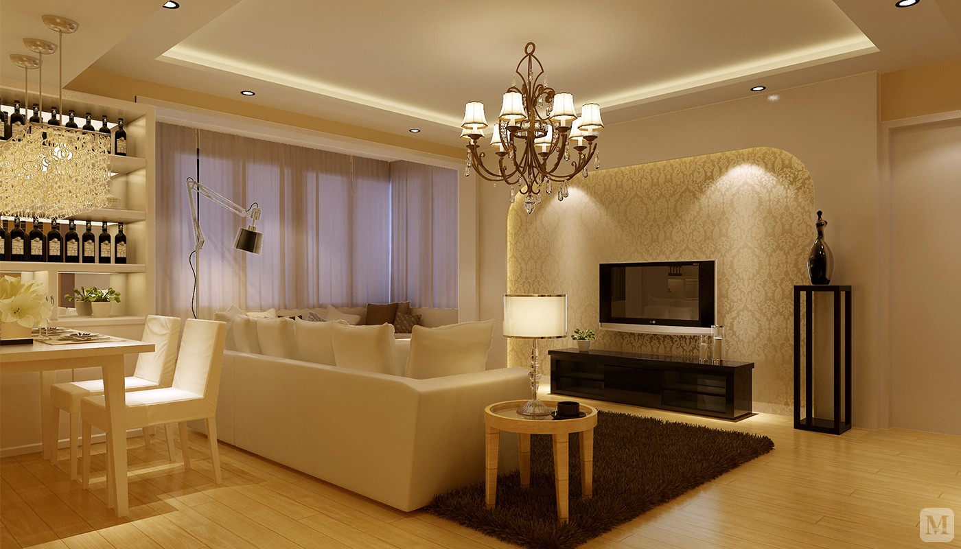 23.6万110㎡简欧二房装修华庭嘉园两室一厅-红星美凯龙家装效果图