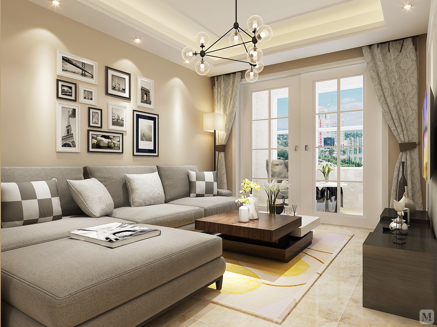 2万100㎡简约三房装修100平3室样板间-红星美凯龙家装效果图