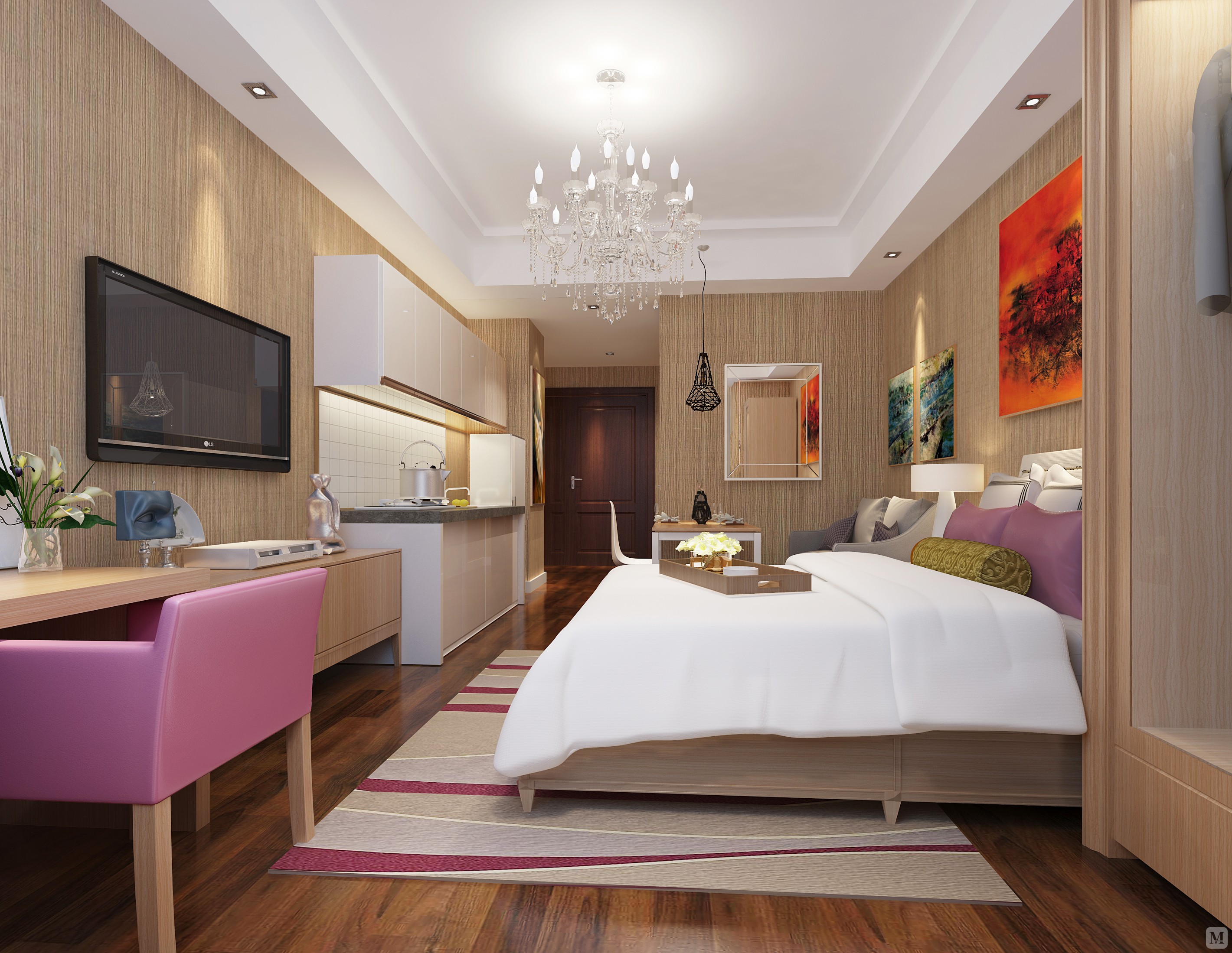 2万40㎡简约一房装修万达样板间施工项目