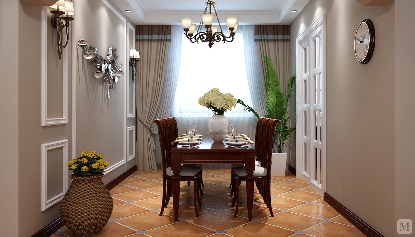 美式餐厅背景墙装修效果图