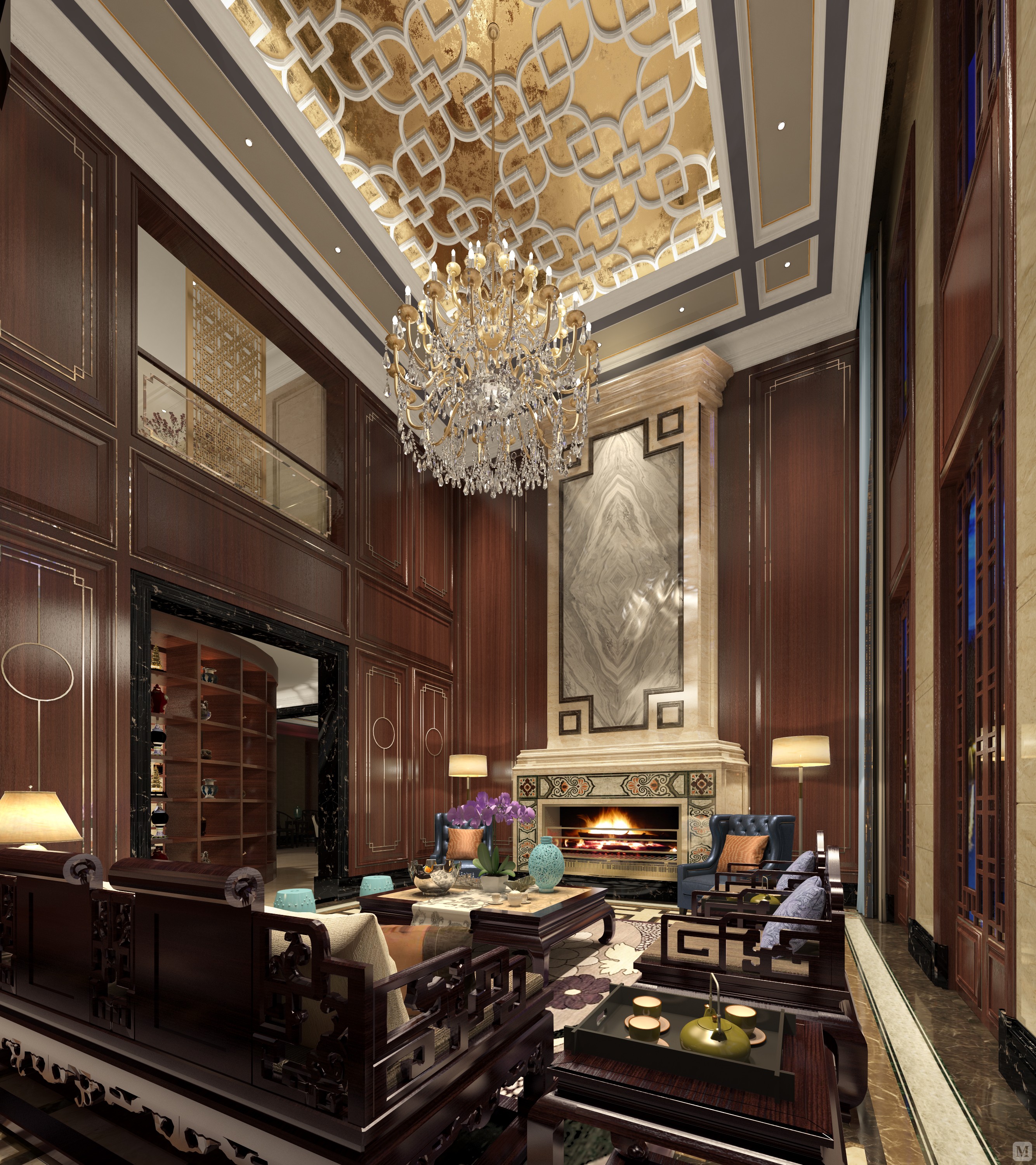 0万800㎡中式复式装修恪守与传承——金鼎别墅样板房