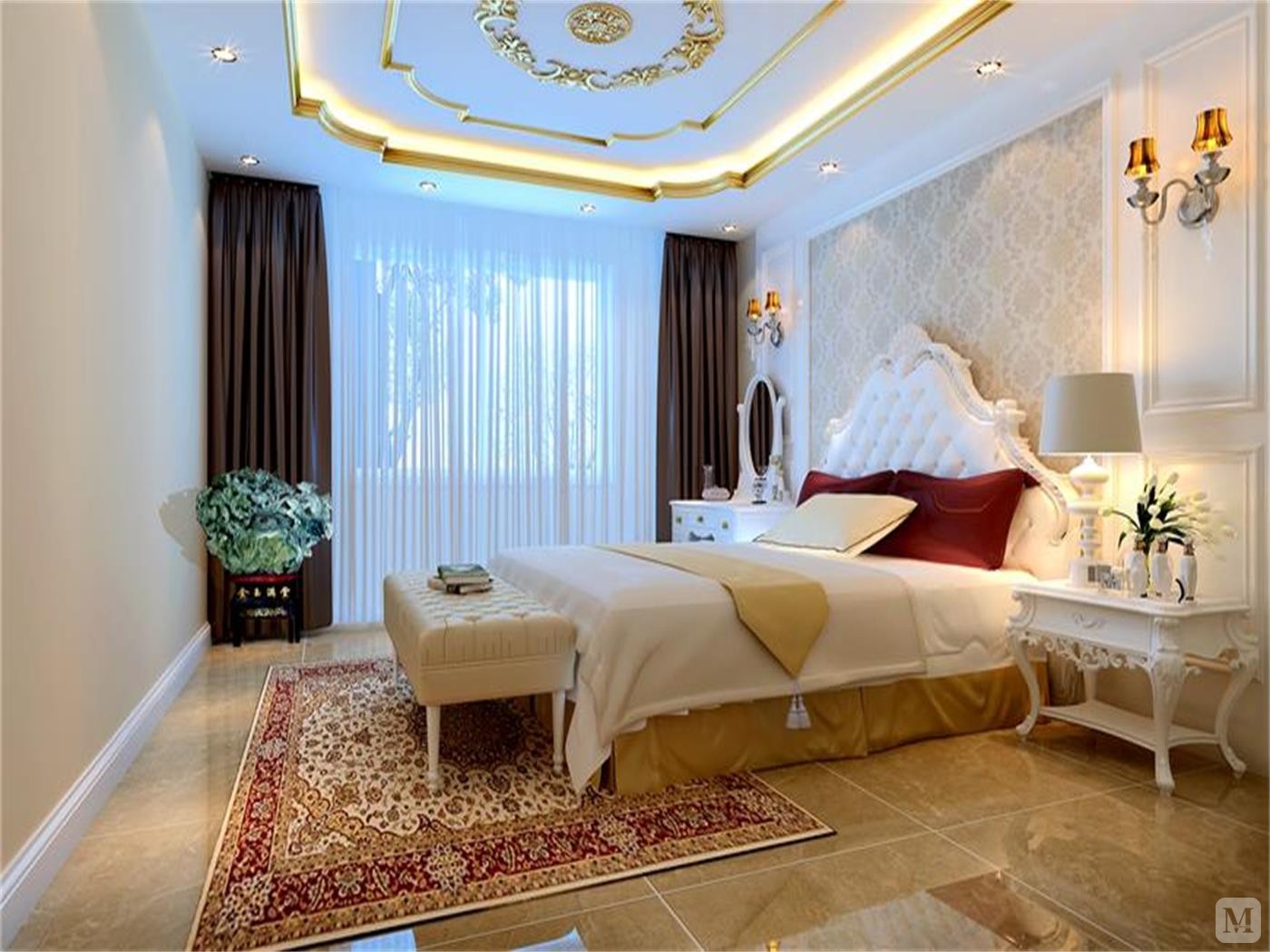 2万150㎡简欧二房装修完美高贵欧式风格-红星美凯龙家装效果图