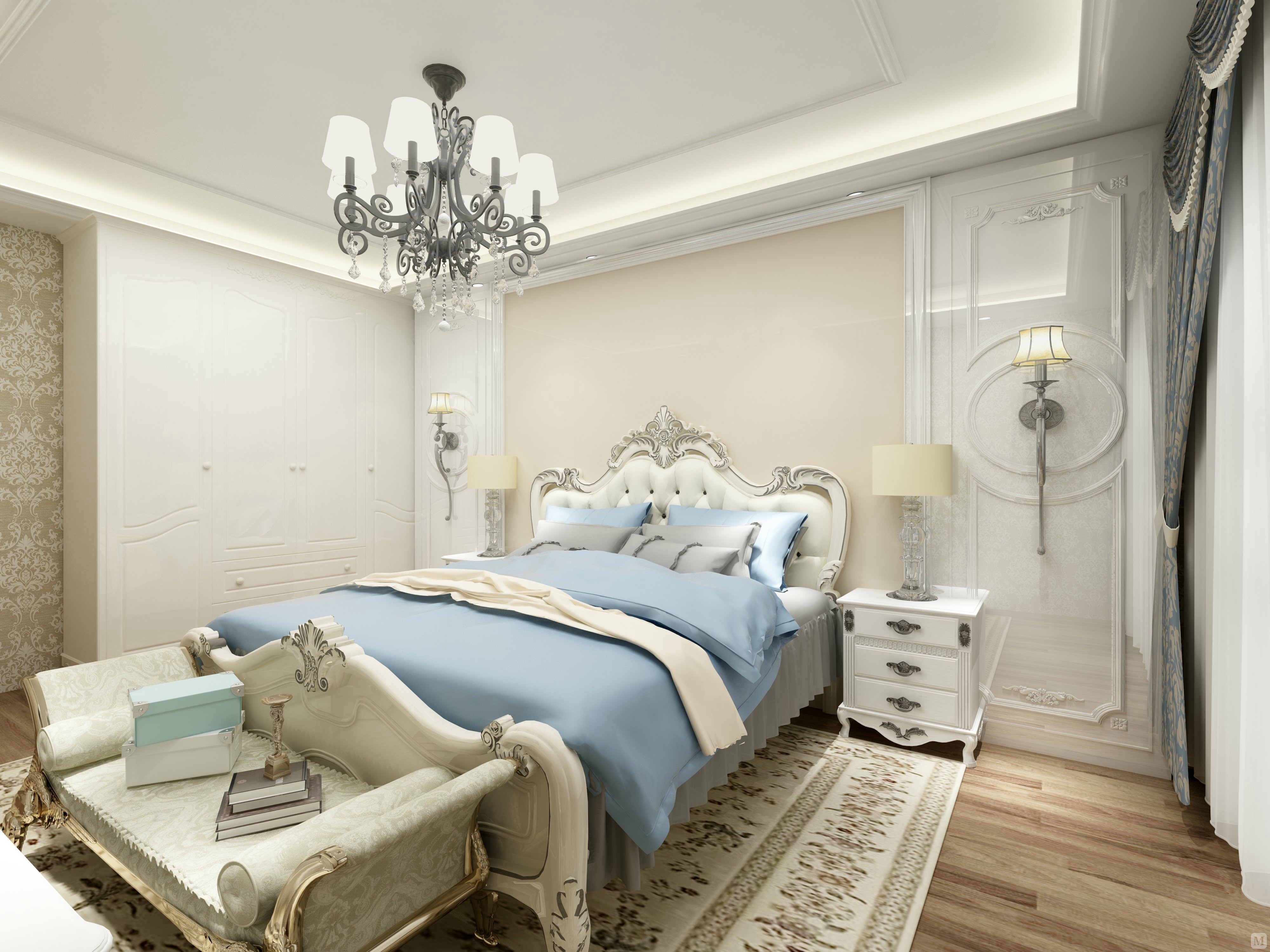 8万151㎡新古典三房装修奢华的古典欧式风格