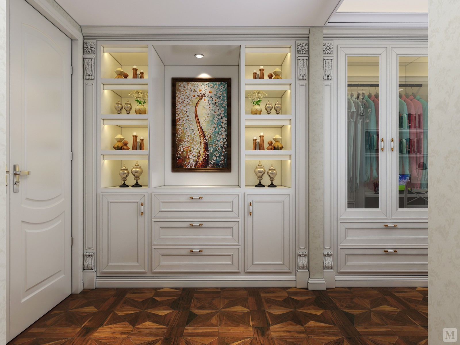 美式衣帽间衣柜装修效果图-红星美凯龙家装效果图