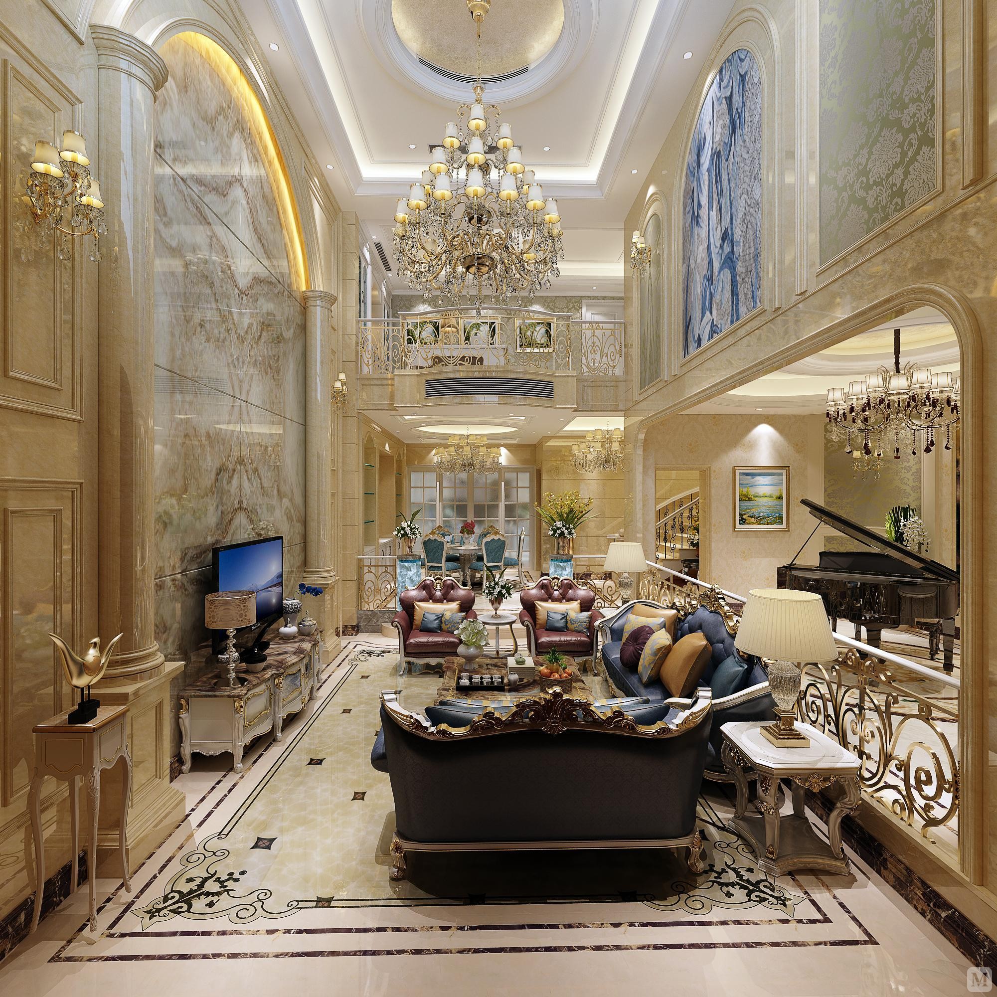 3万300㎡简欧别墅装修保利湖畔林语排屋欧式