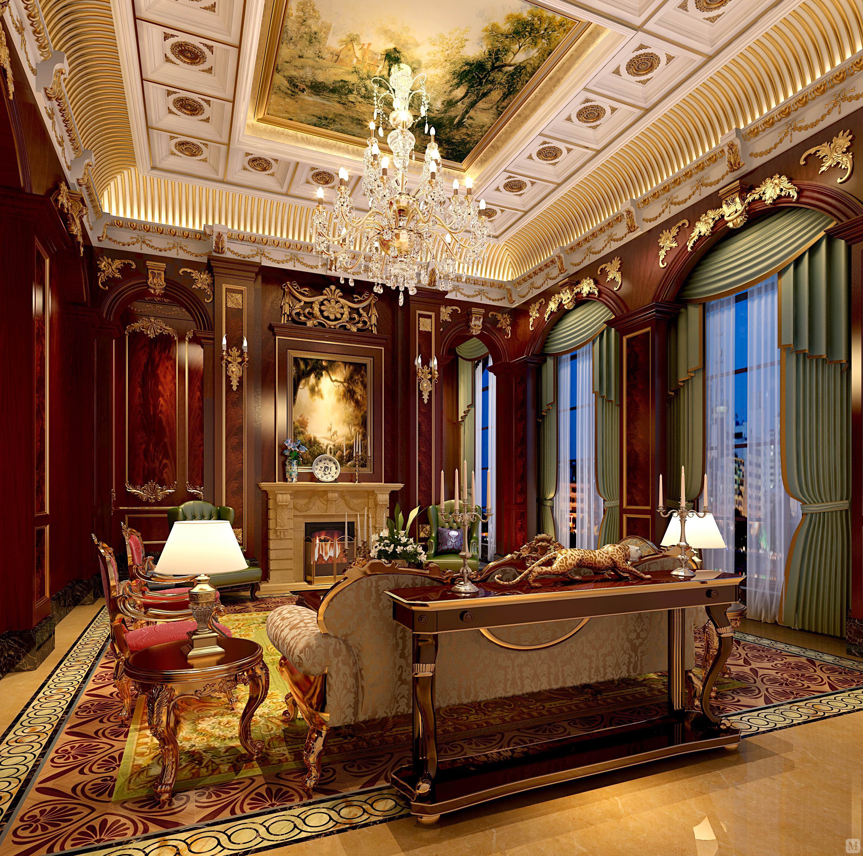 96.5万450㎡简欧别墅装修中昊檀宫-古典欧式风格