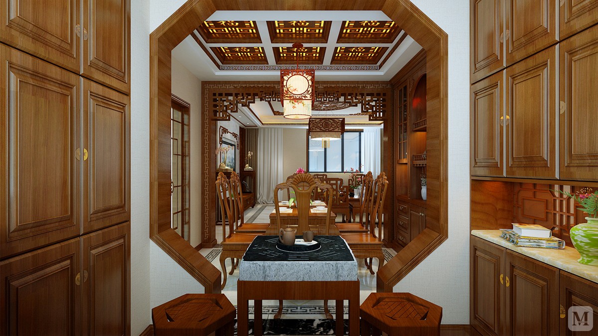 中式风格的古色古香与现代风格的简单素雅自然衔接,使生活的实用性和