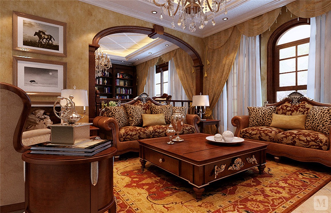 2万200㎡美式四房装修润城国际美式风格