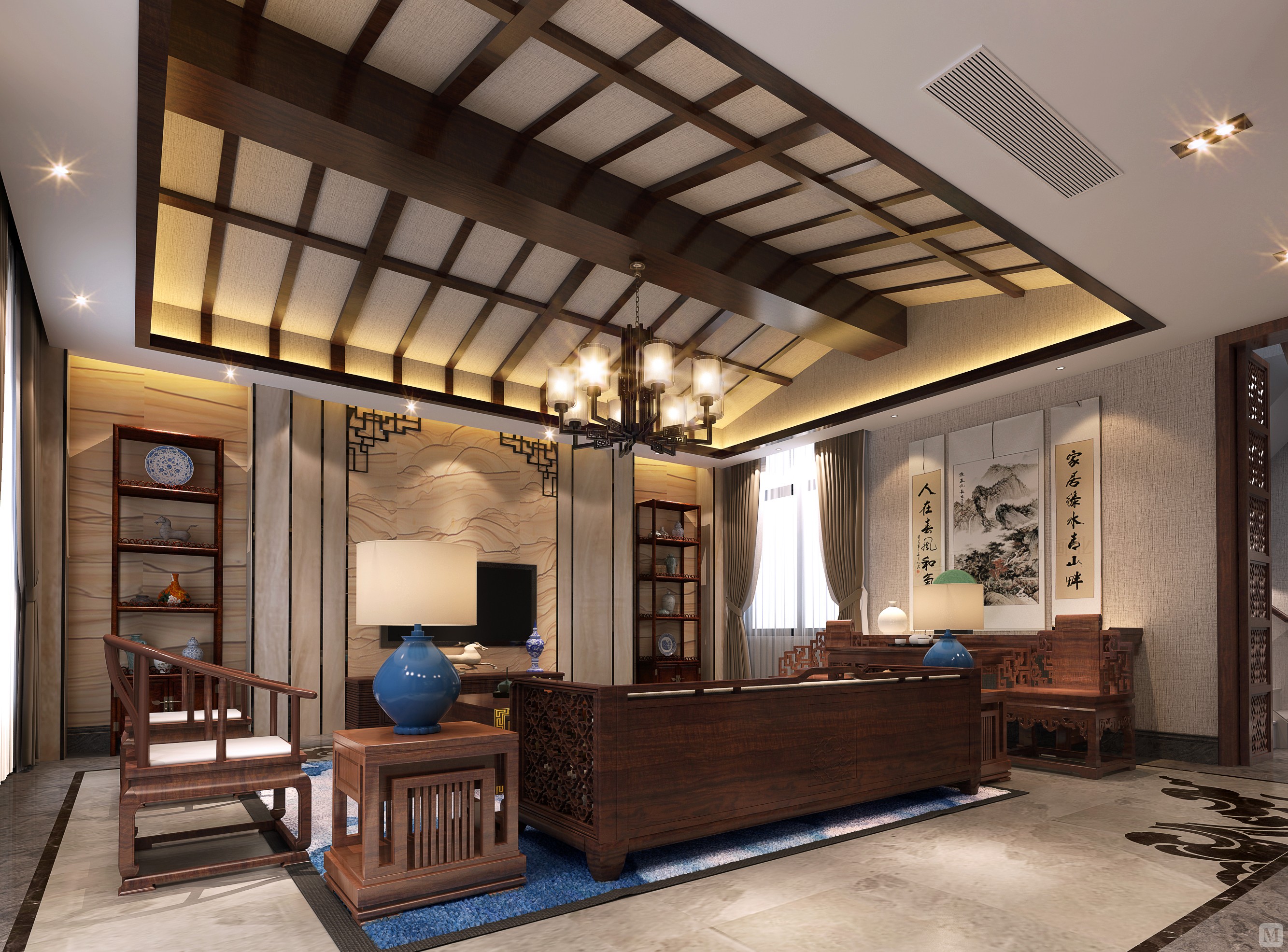 9万460㎡中式复式装修凤鸣湖之中式风格